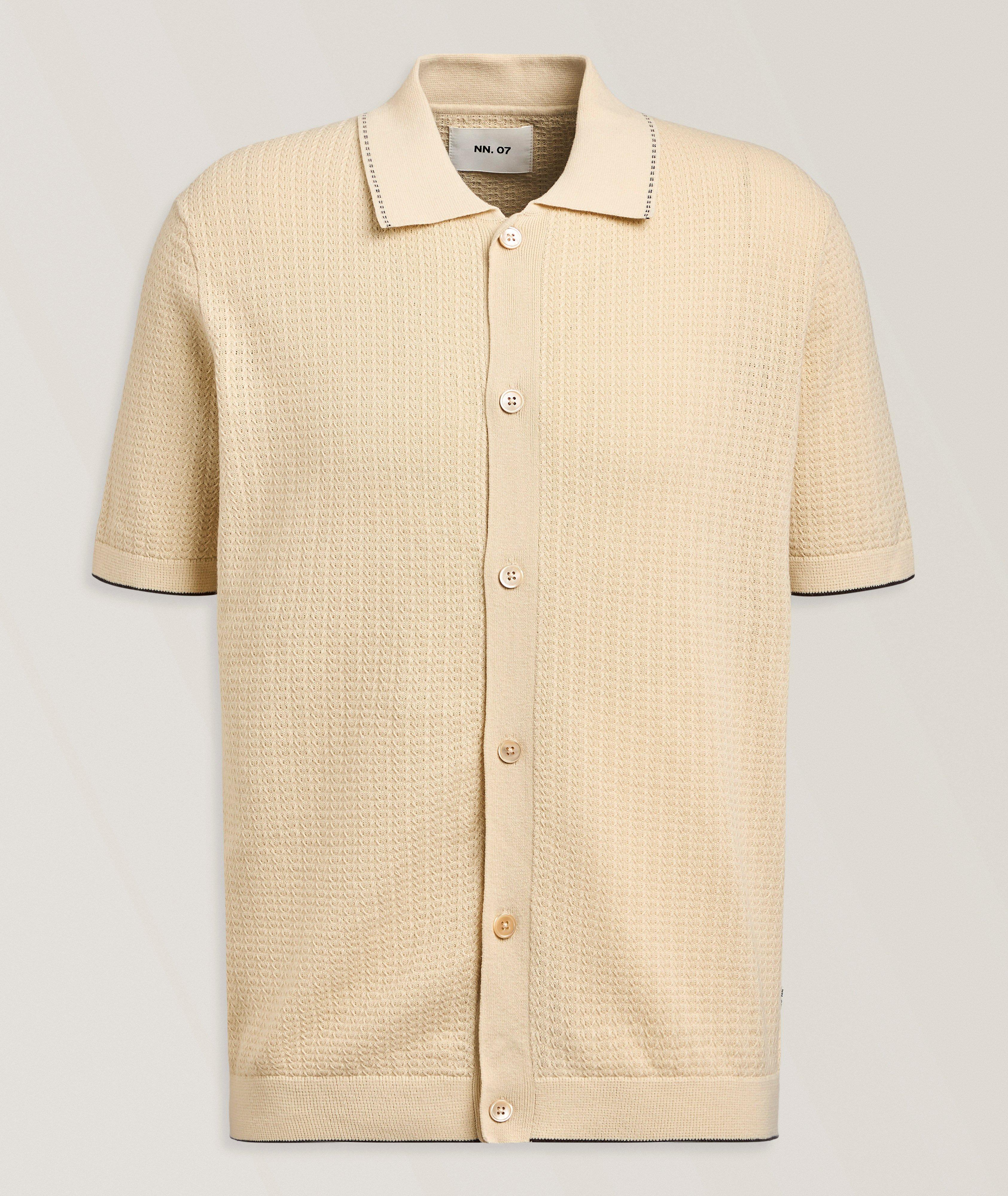 NN07 Nalo Herringbone Knitted Polo Shirt