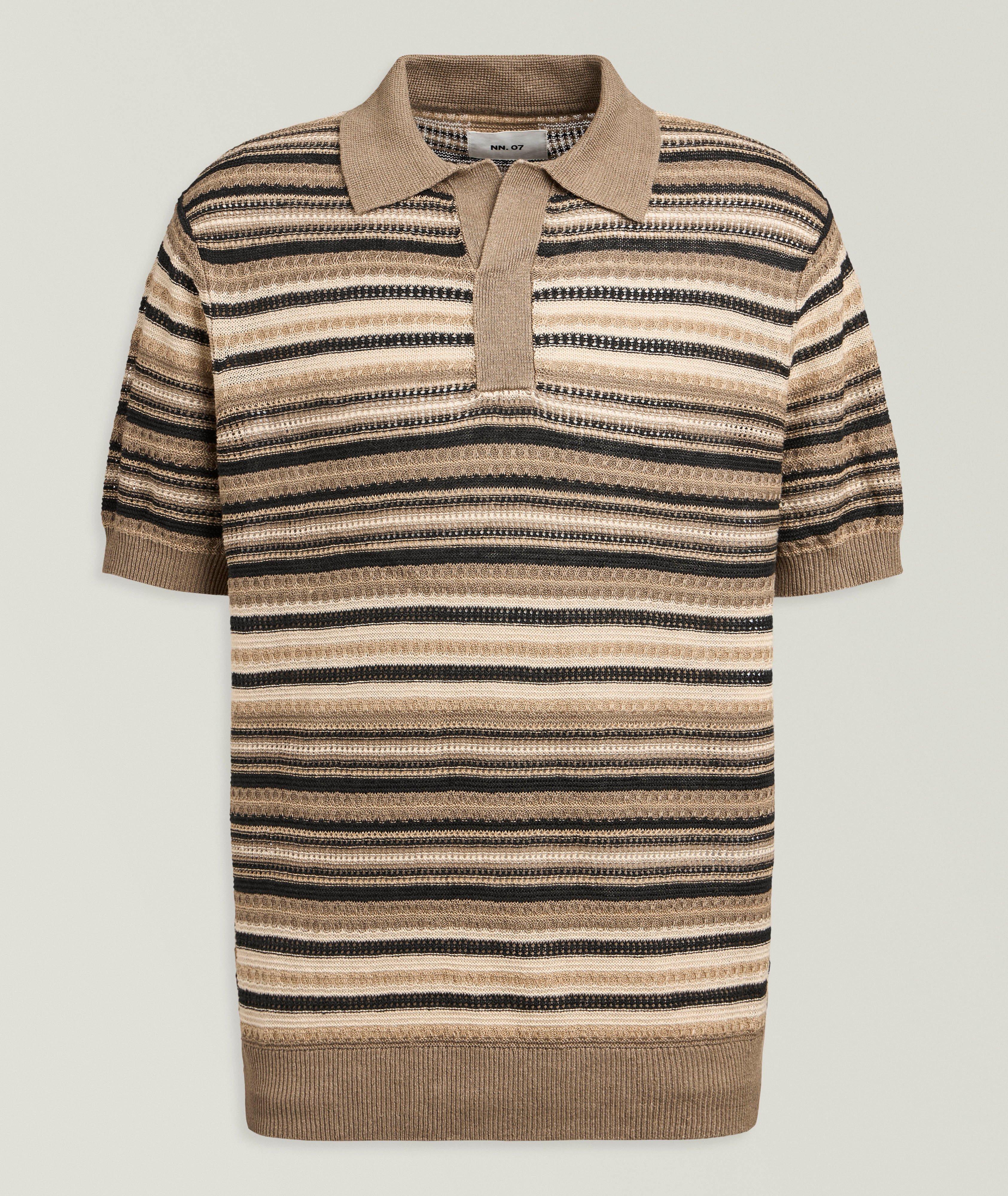 NN07 Noam Striped Johnny Collar Polo