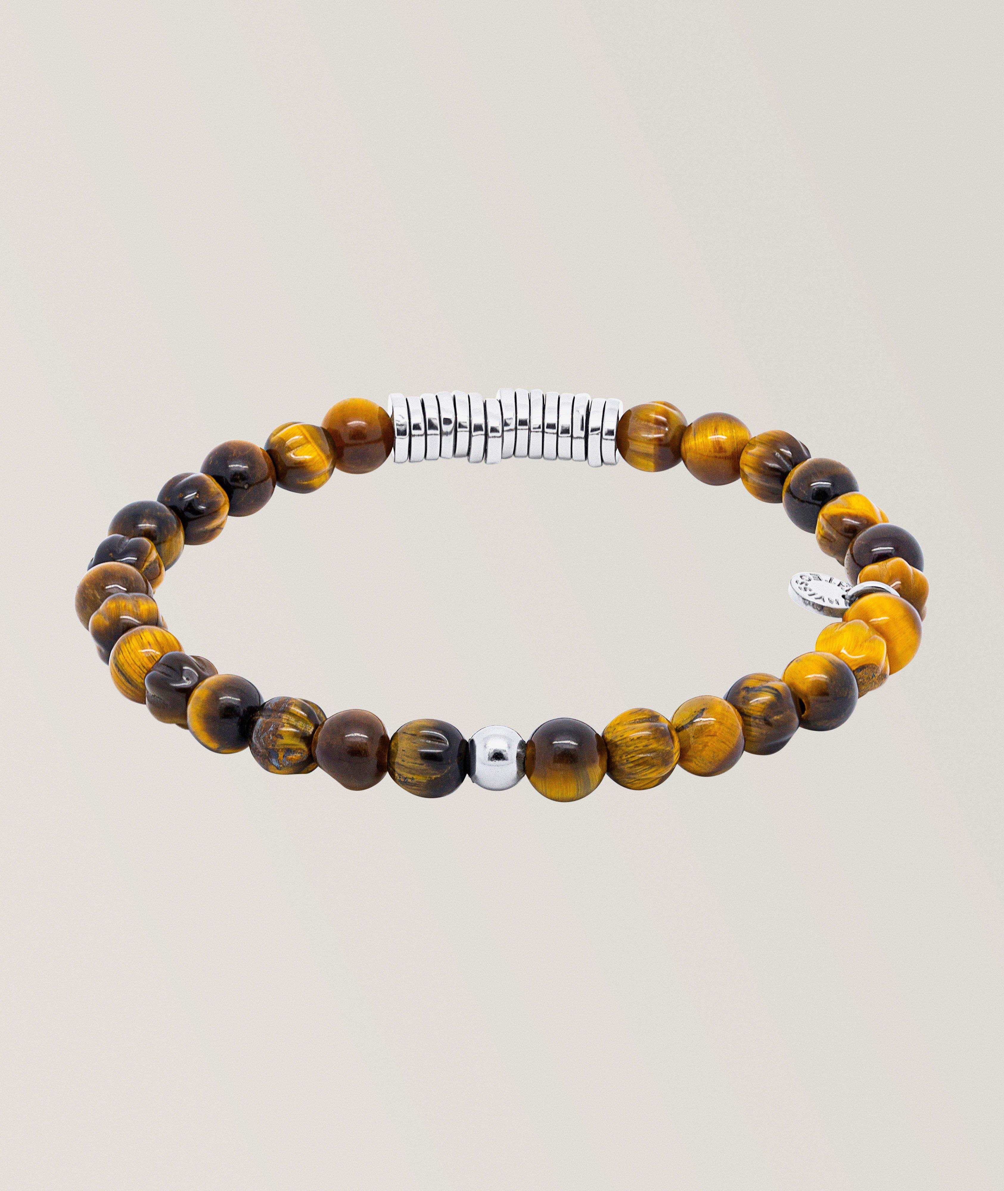 Bracelet perlé disques classiques œil-de-tigre image 1