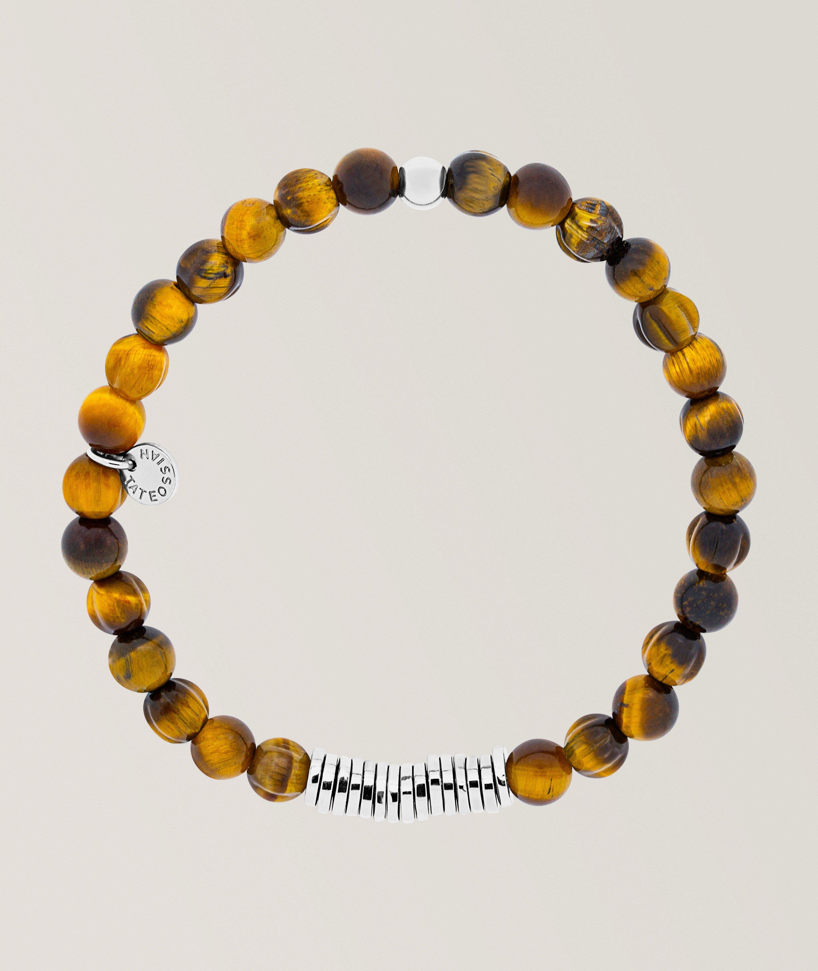 Bracelet perlé disques classiques œil-de-tigre image 2