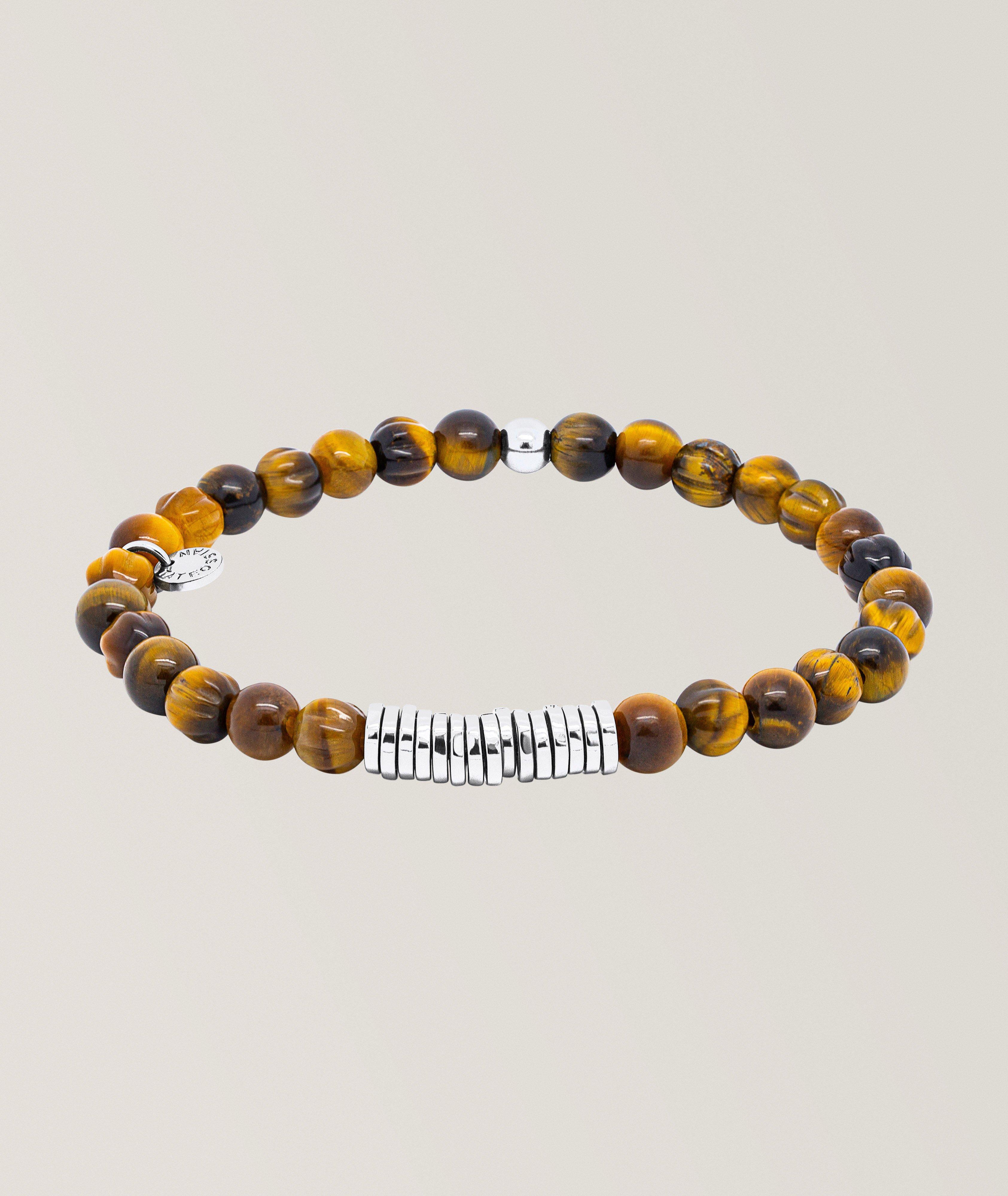 Bracelet perlé disques classiques œil-de-tigre image 0