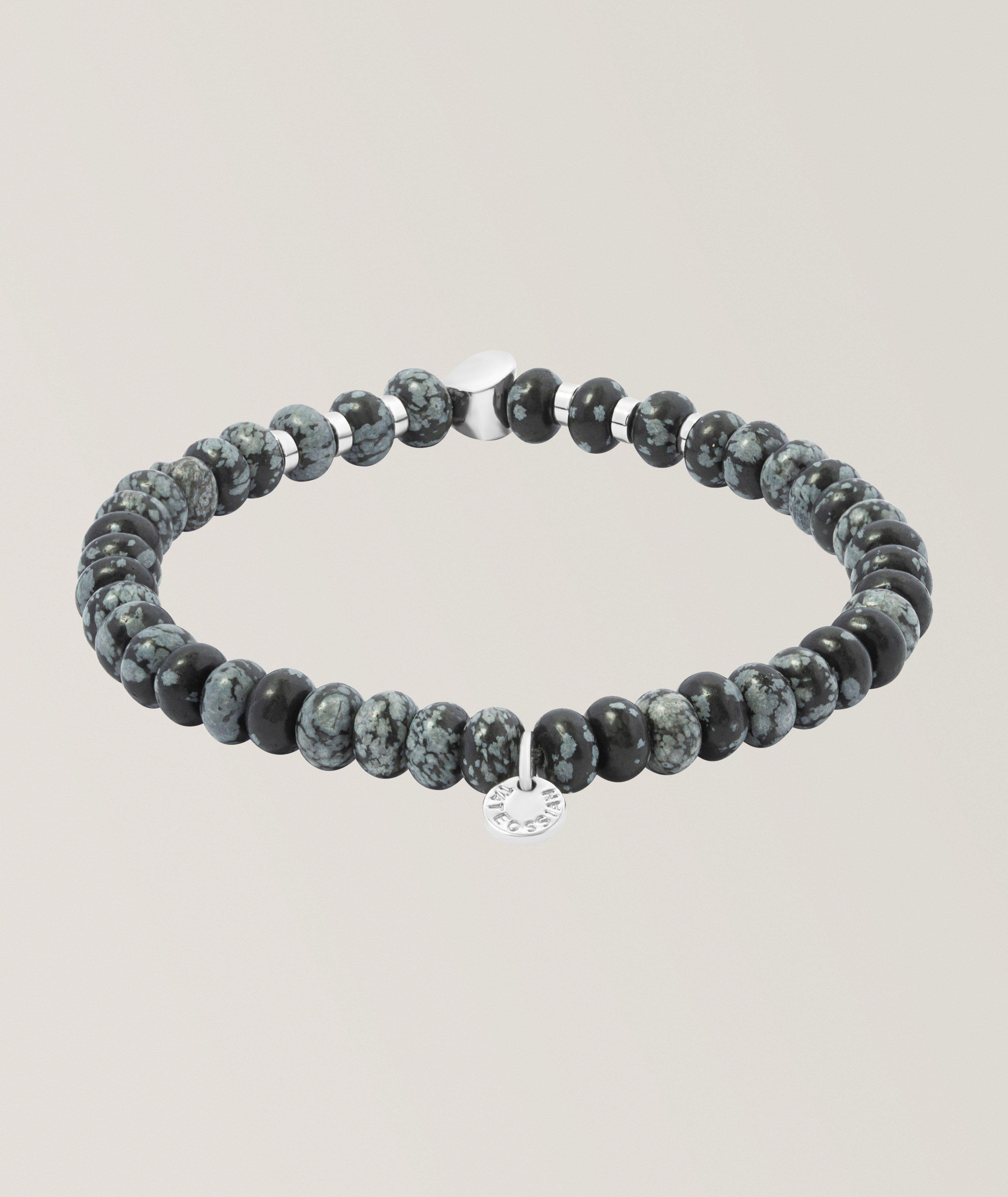 Nepal Nugget Snowflake Obsidian Beaded Bracelet image 1