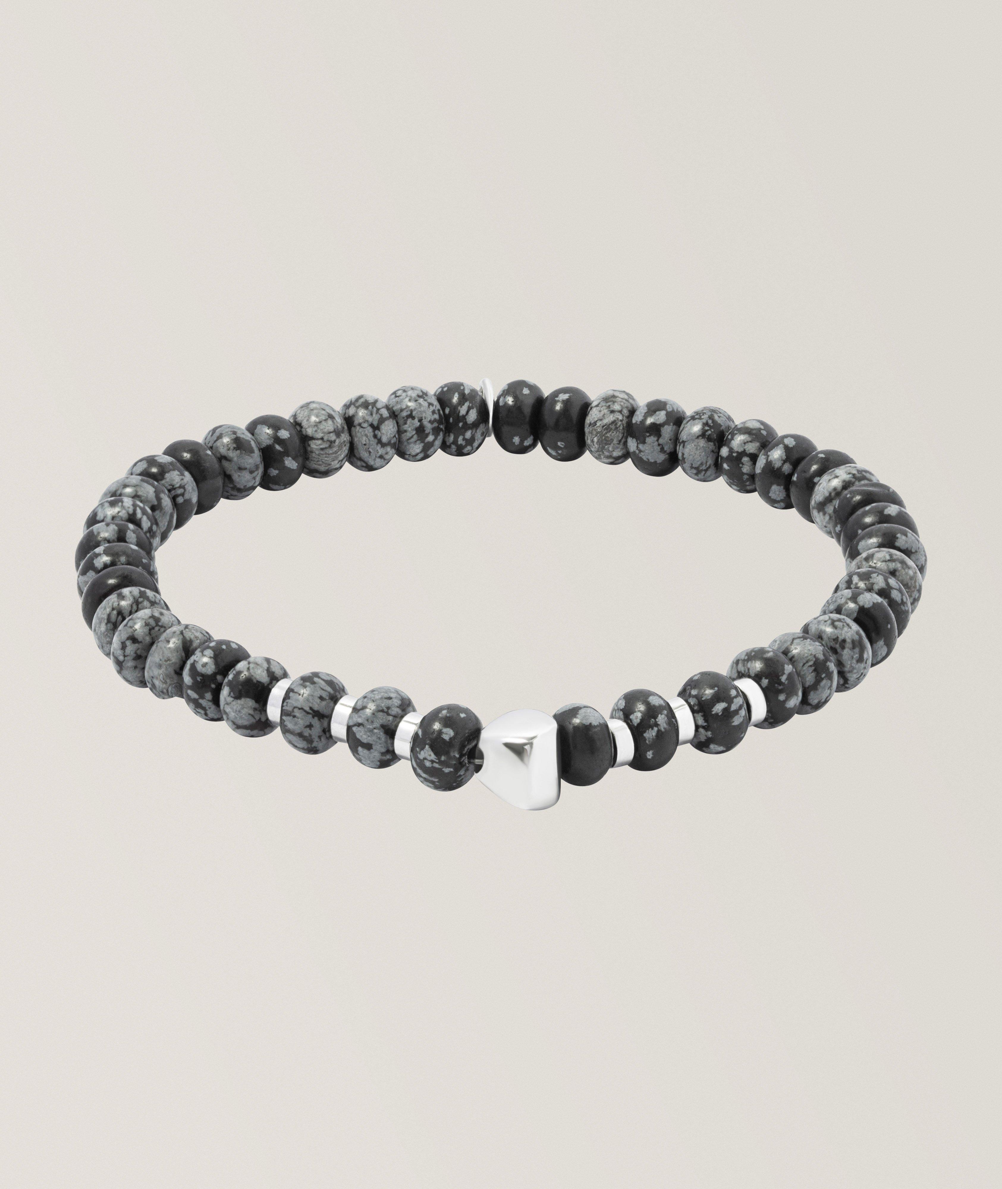 Nepal Nugget Snowflake Obsidian Beaded Bracelet image 0