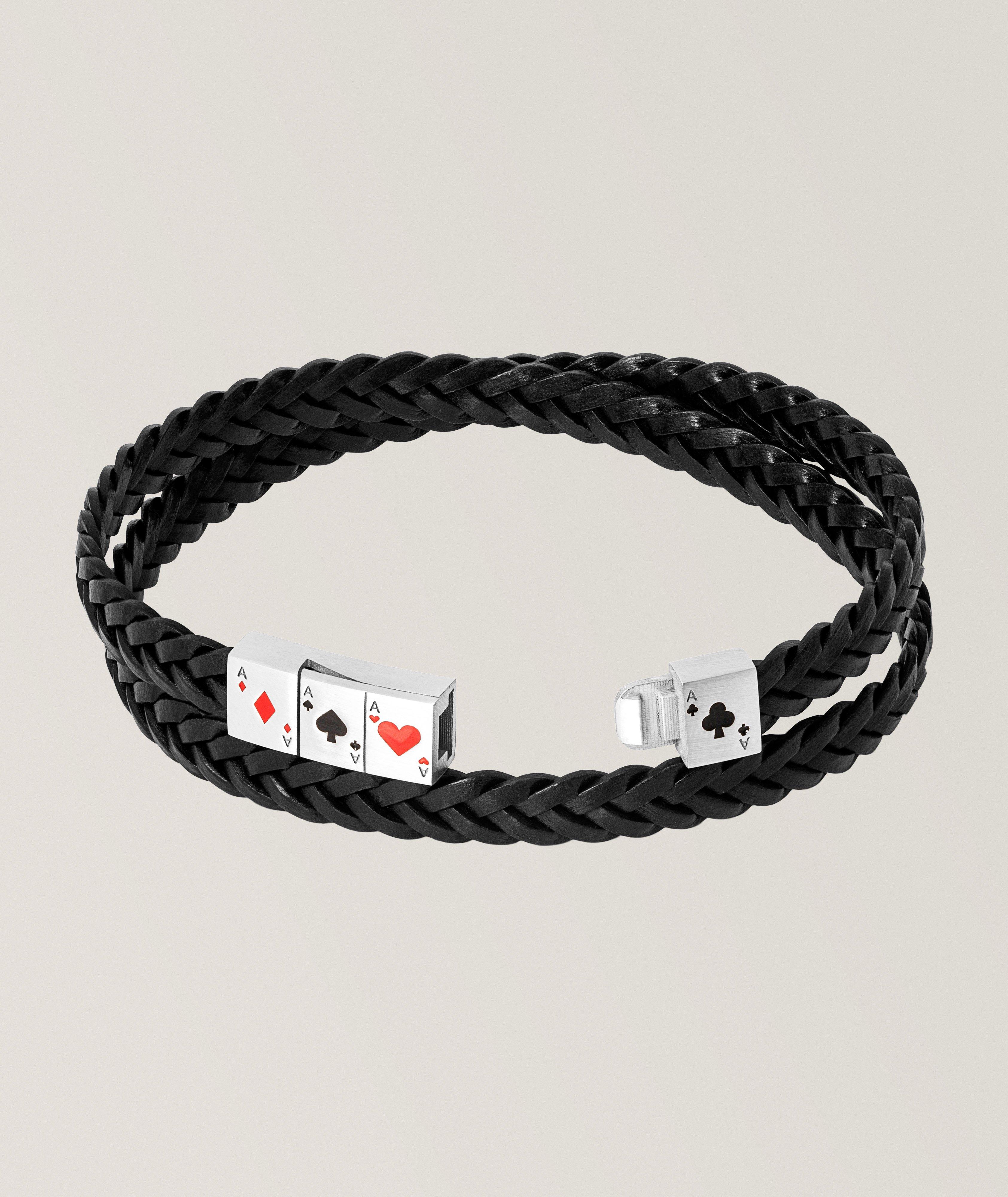 Flush of Aces Double Wrap Leather Bracelet image 2