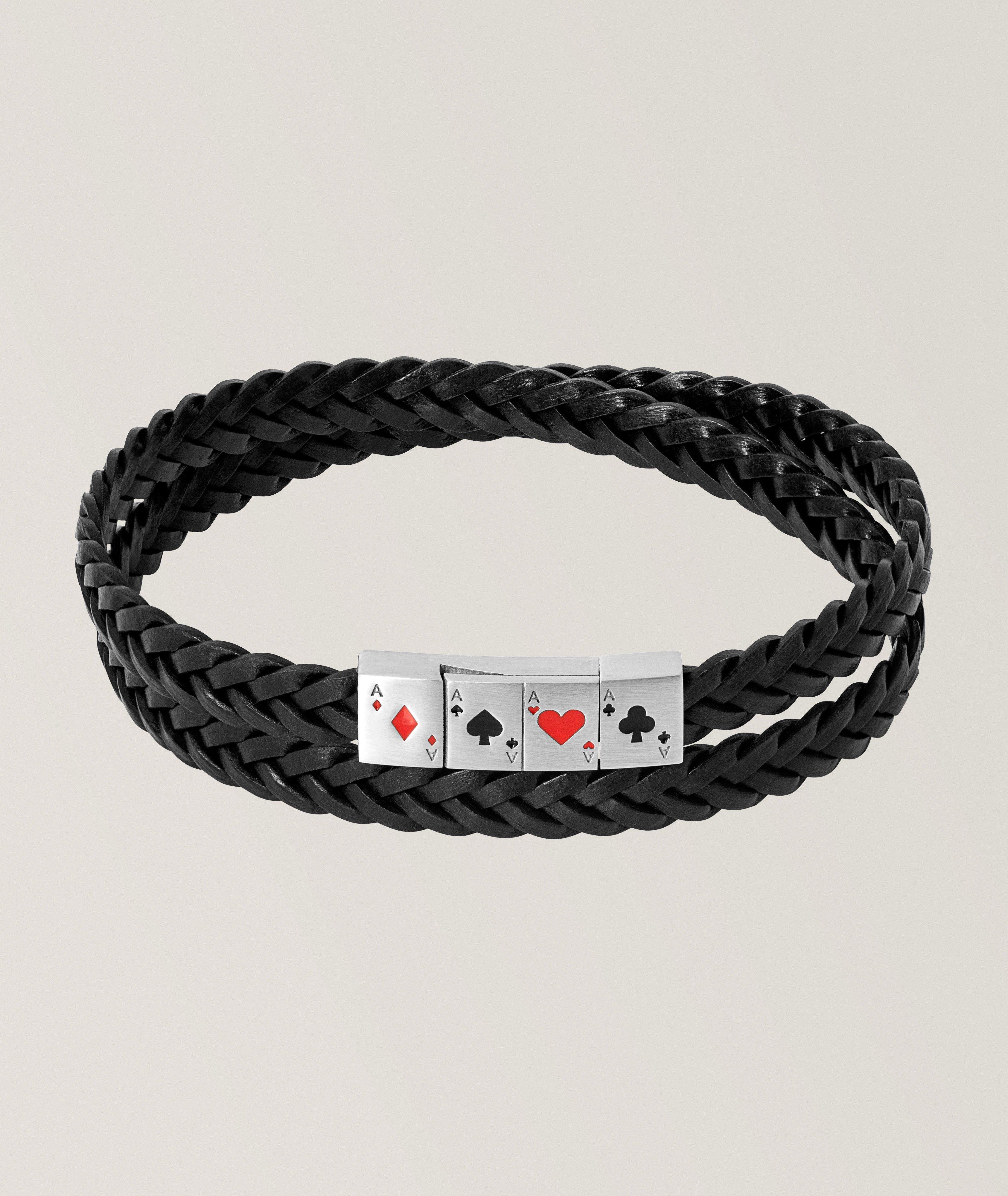 Flush of Aces Double Wrap Leather Bracelet image 0