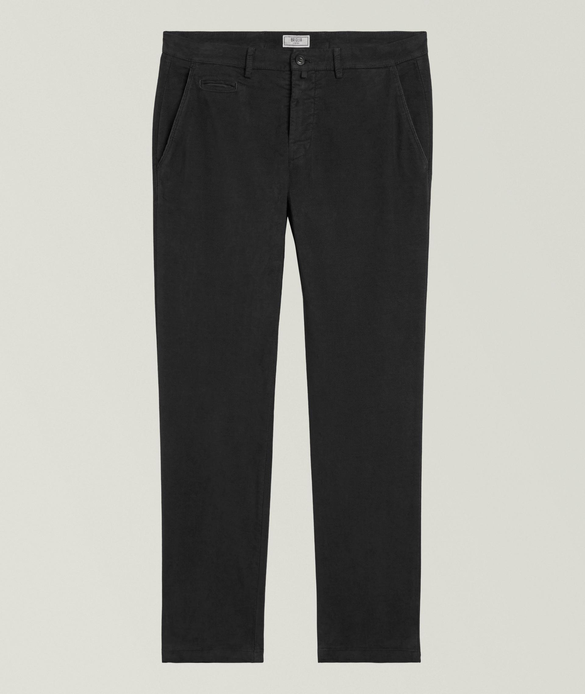 Slim-Fit Stretch Brushed Cotton Pants image 0