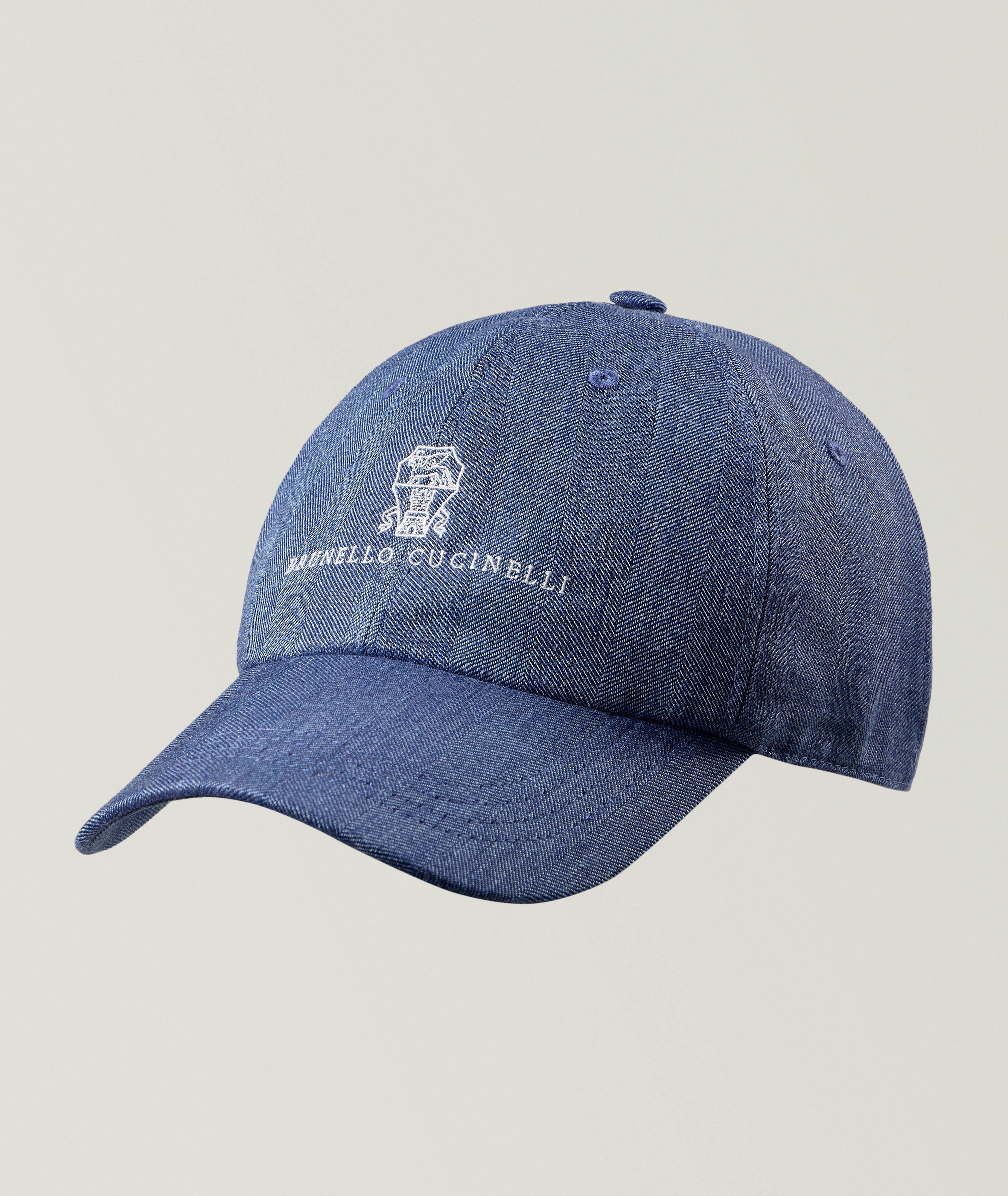 Brunello Cucinelli Logo Script Linen-Wool Baseball Cap | Hats