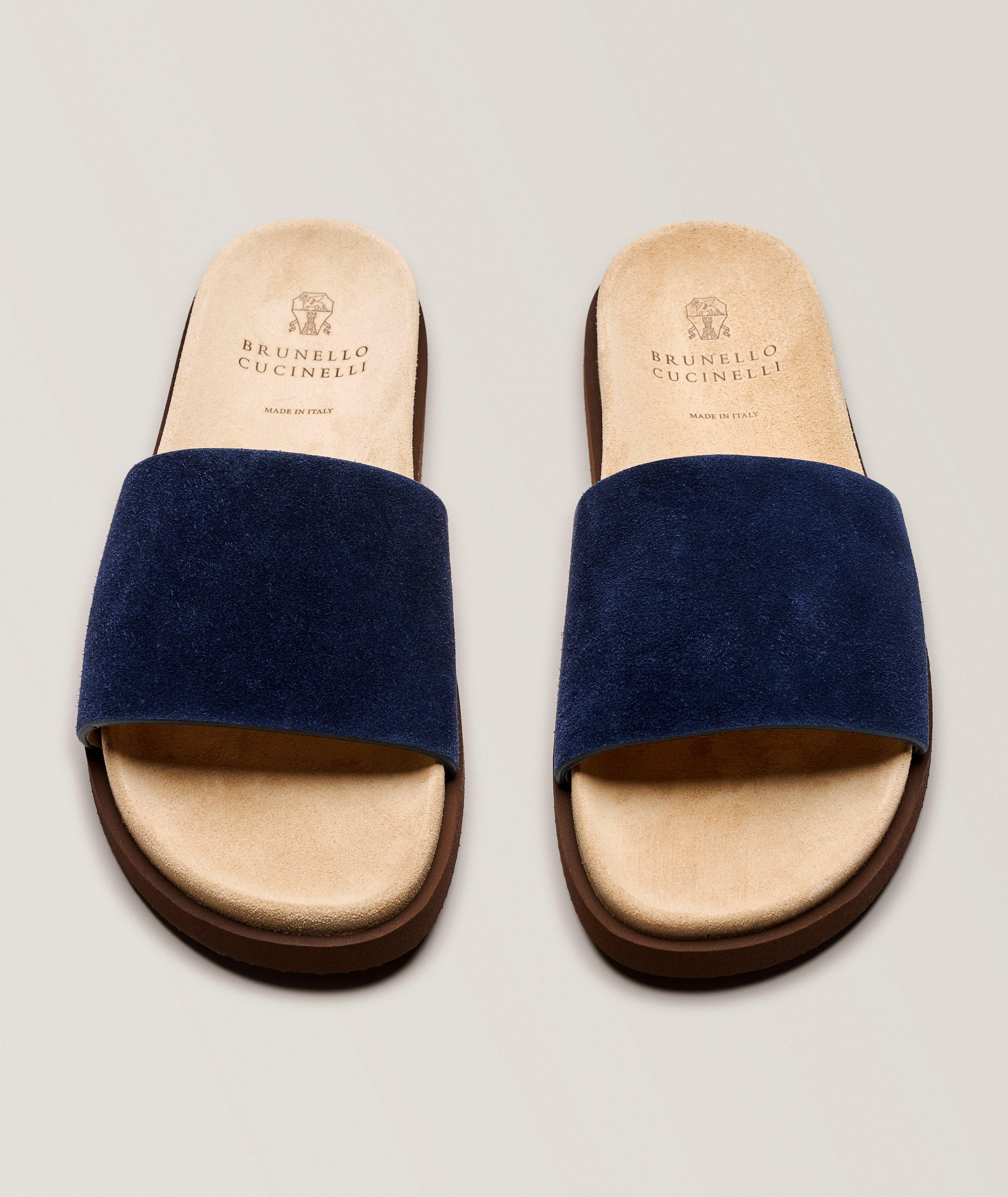 Suede Contrast Slide Sandals image 1