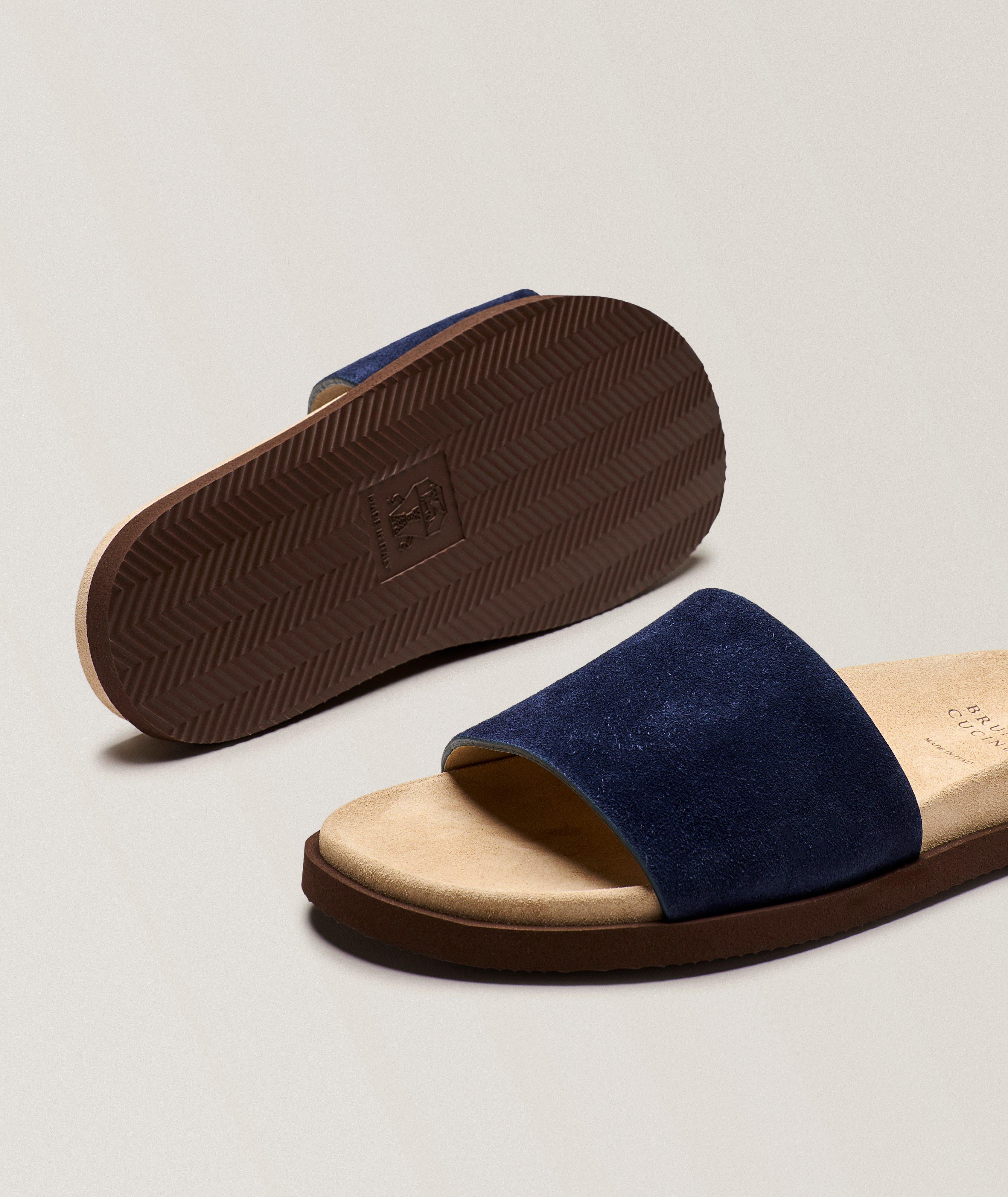 Suede Contrast Slide Sandals image 3