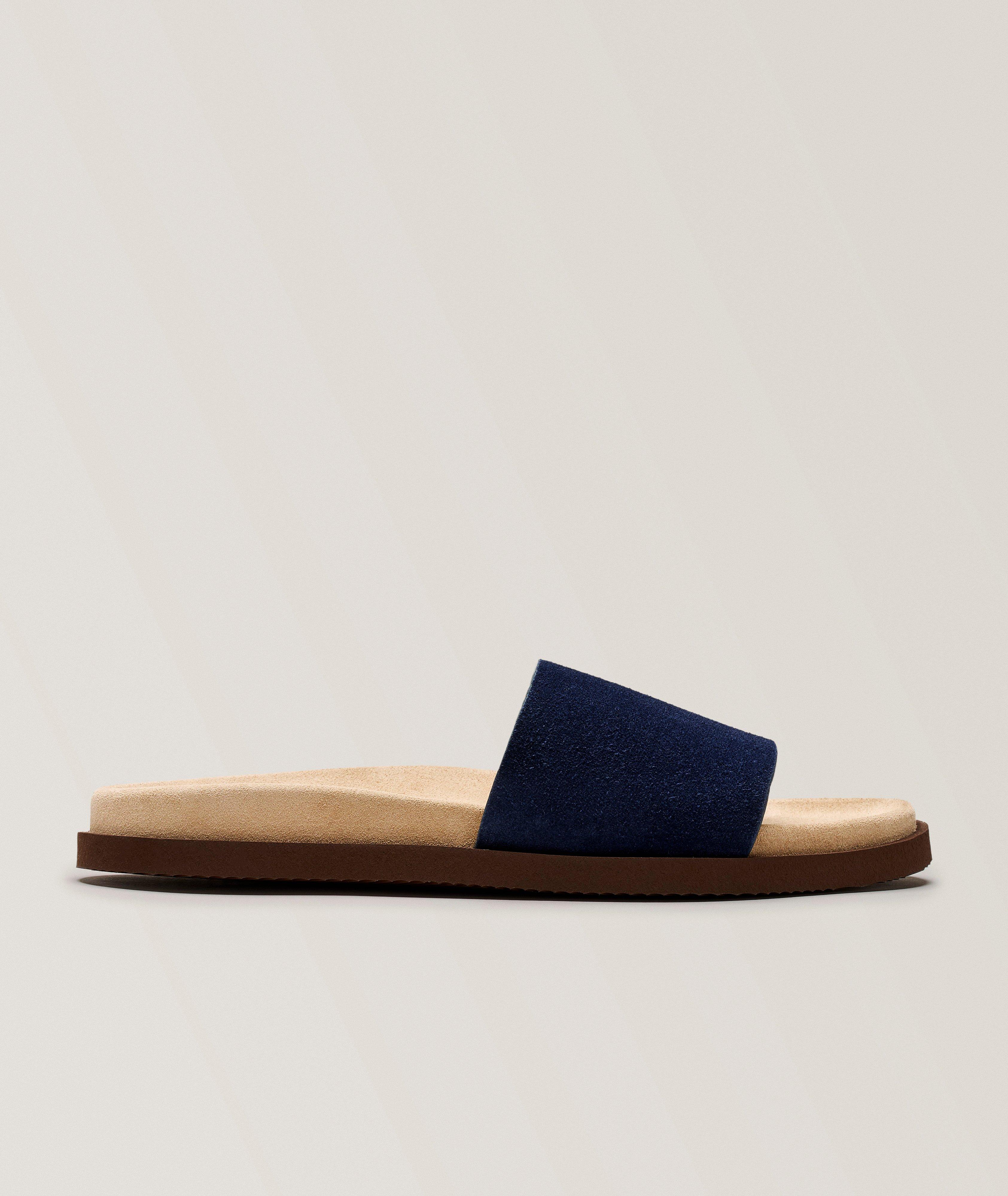 Suede Contrast Slide Sandals image 0