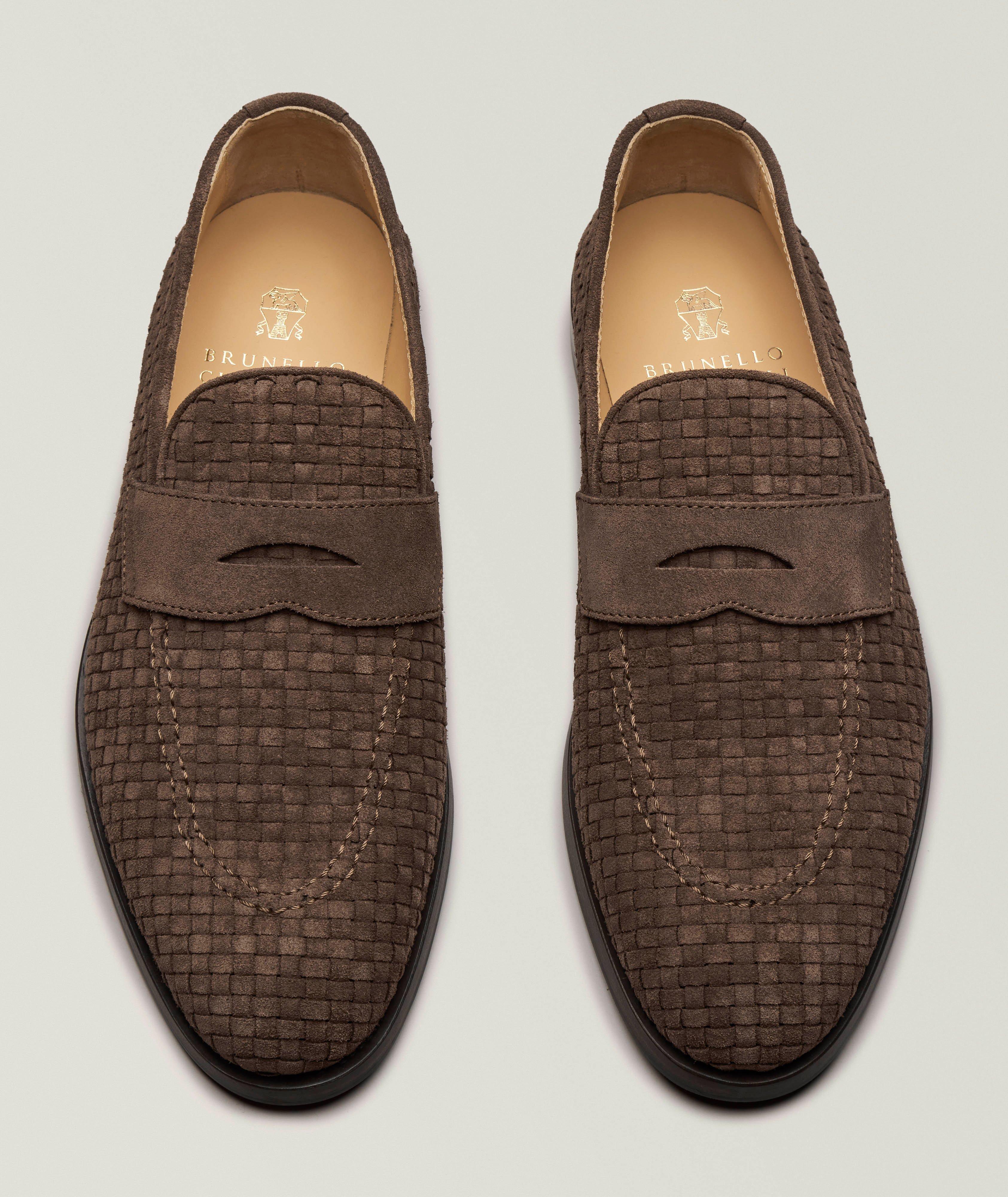 Woven Suede Penny Loafers image 1