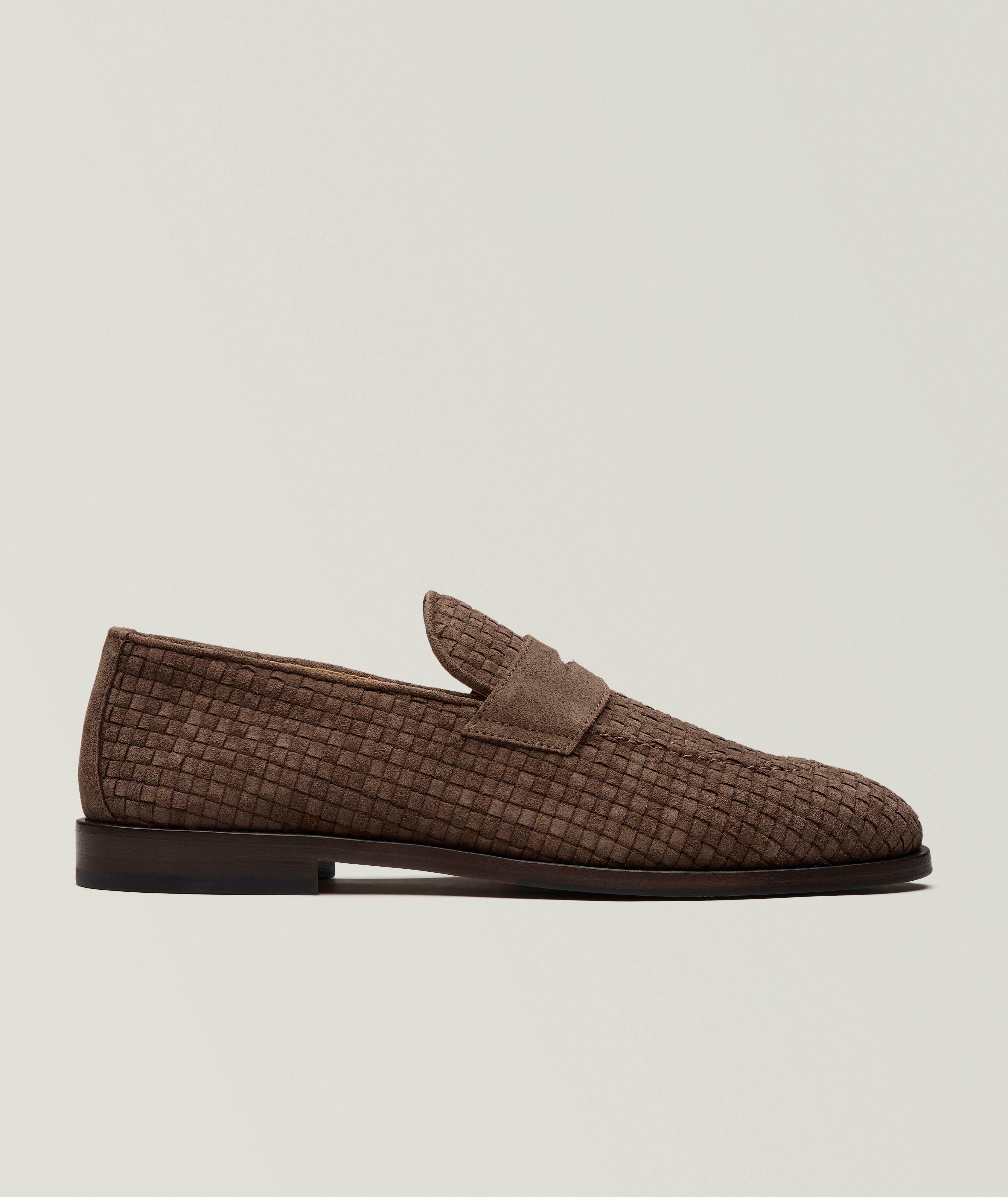 Woven Suede Penny Loafers image 0