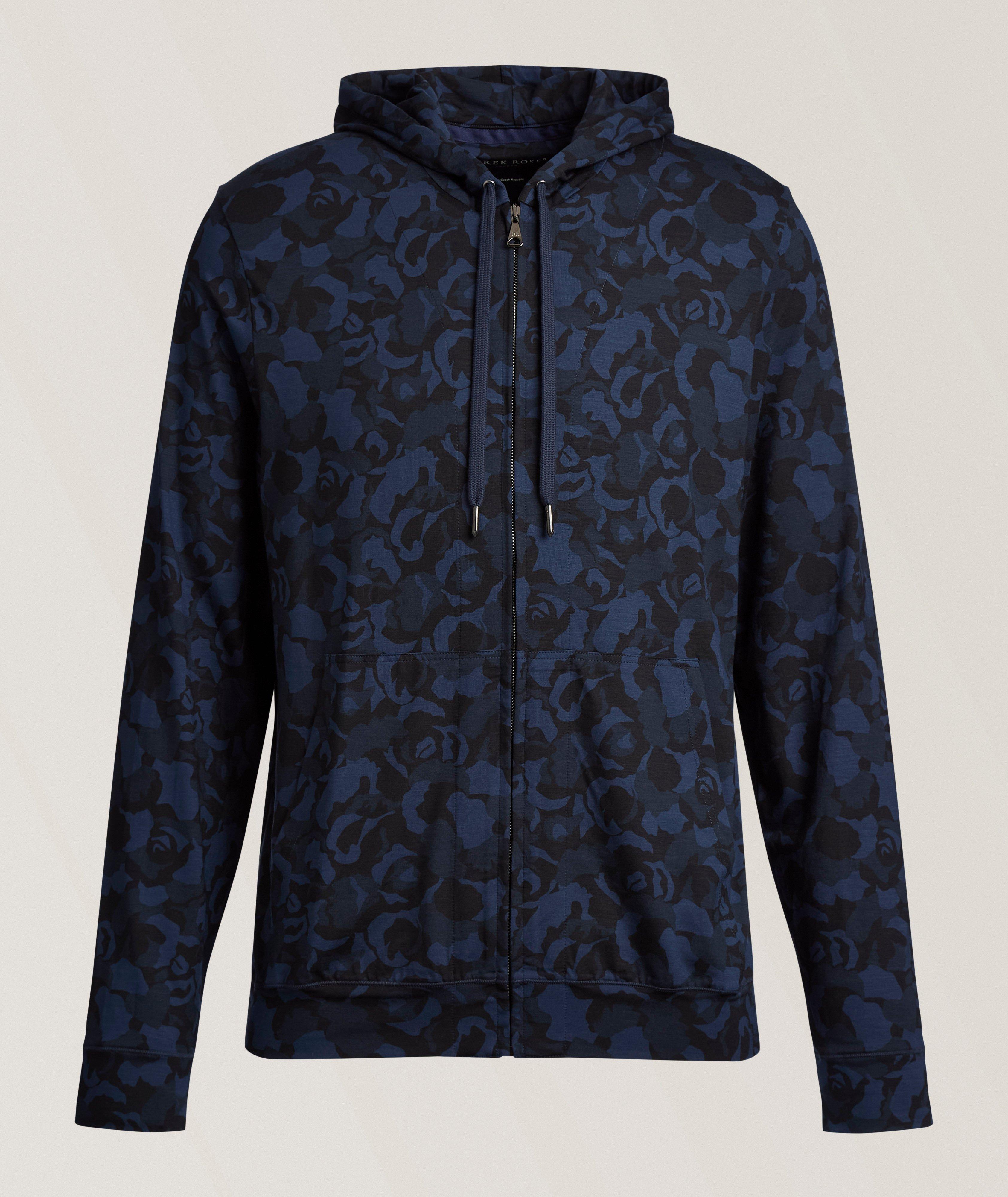 Derek Rose London Floral Micro-Modal Hooded Sweatshirt