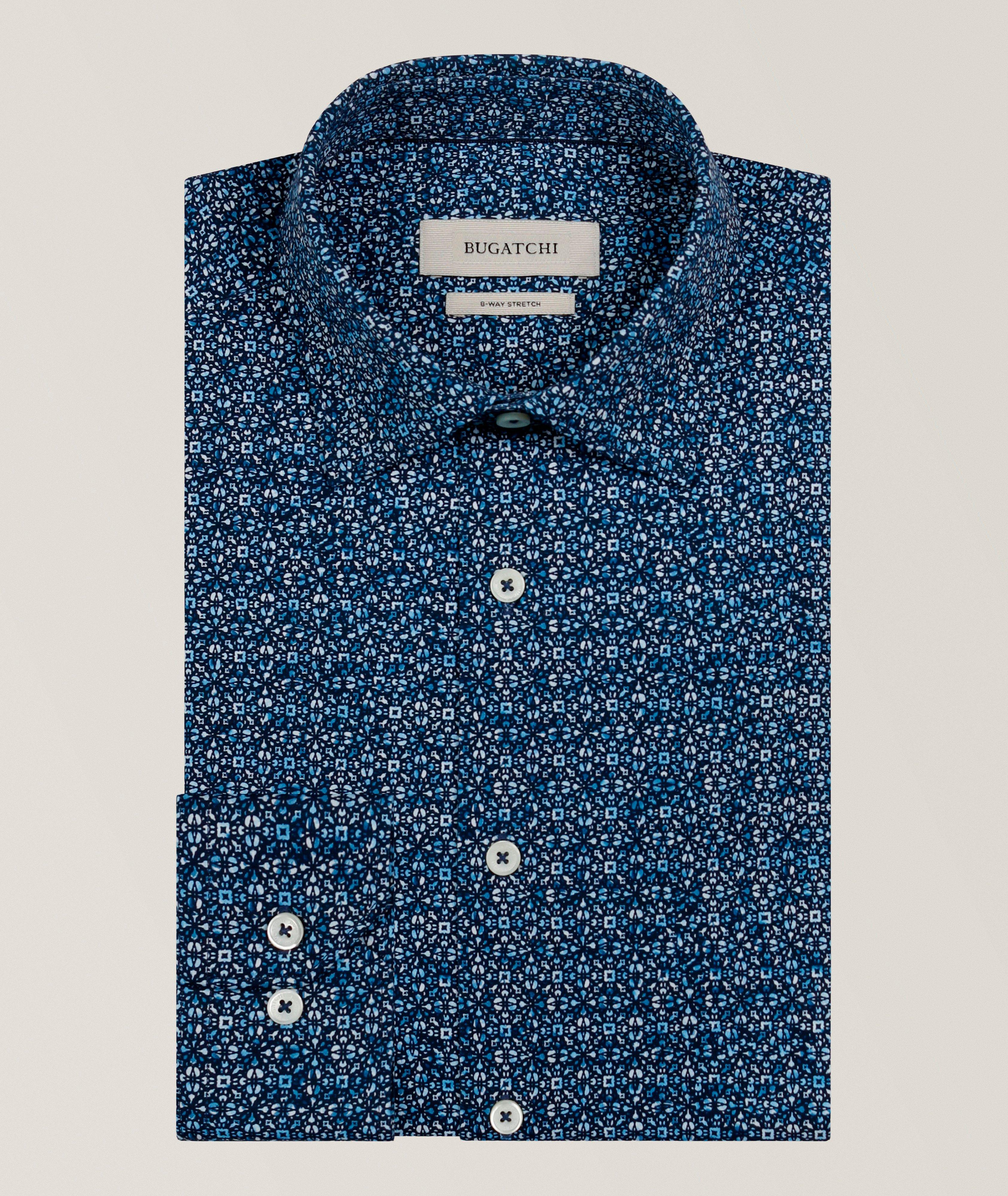 Chemise Bugatchi pour homme taille XL rayée violet bleu noir monogramme col boutonné coton - France