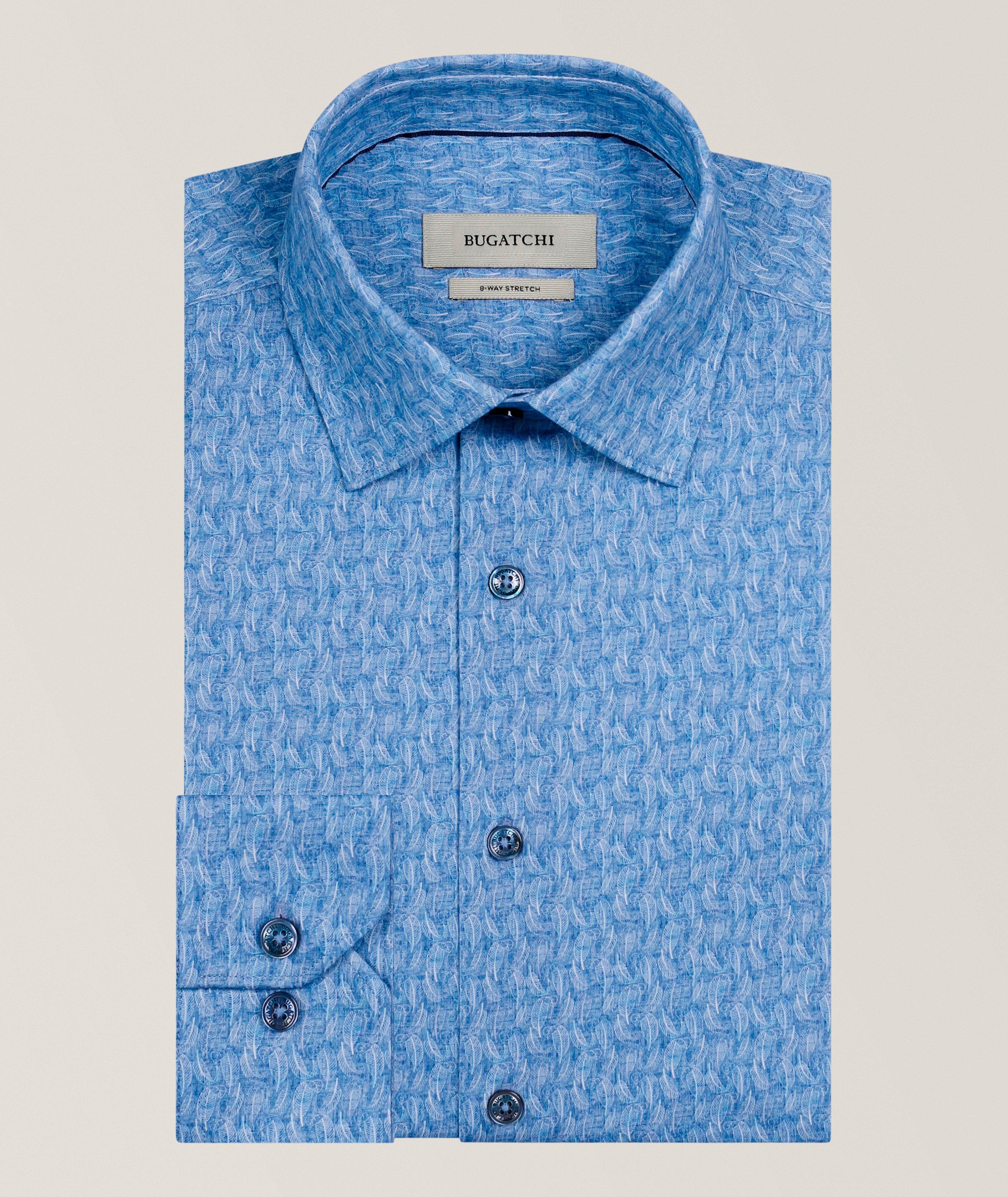 Bugatchi James Micro Leaf-Print OoohCotton Shirt
