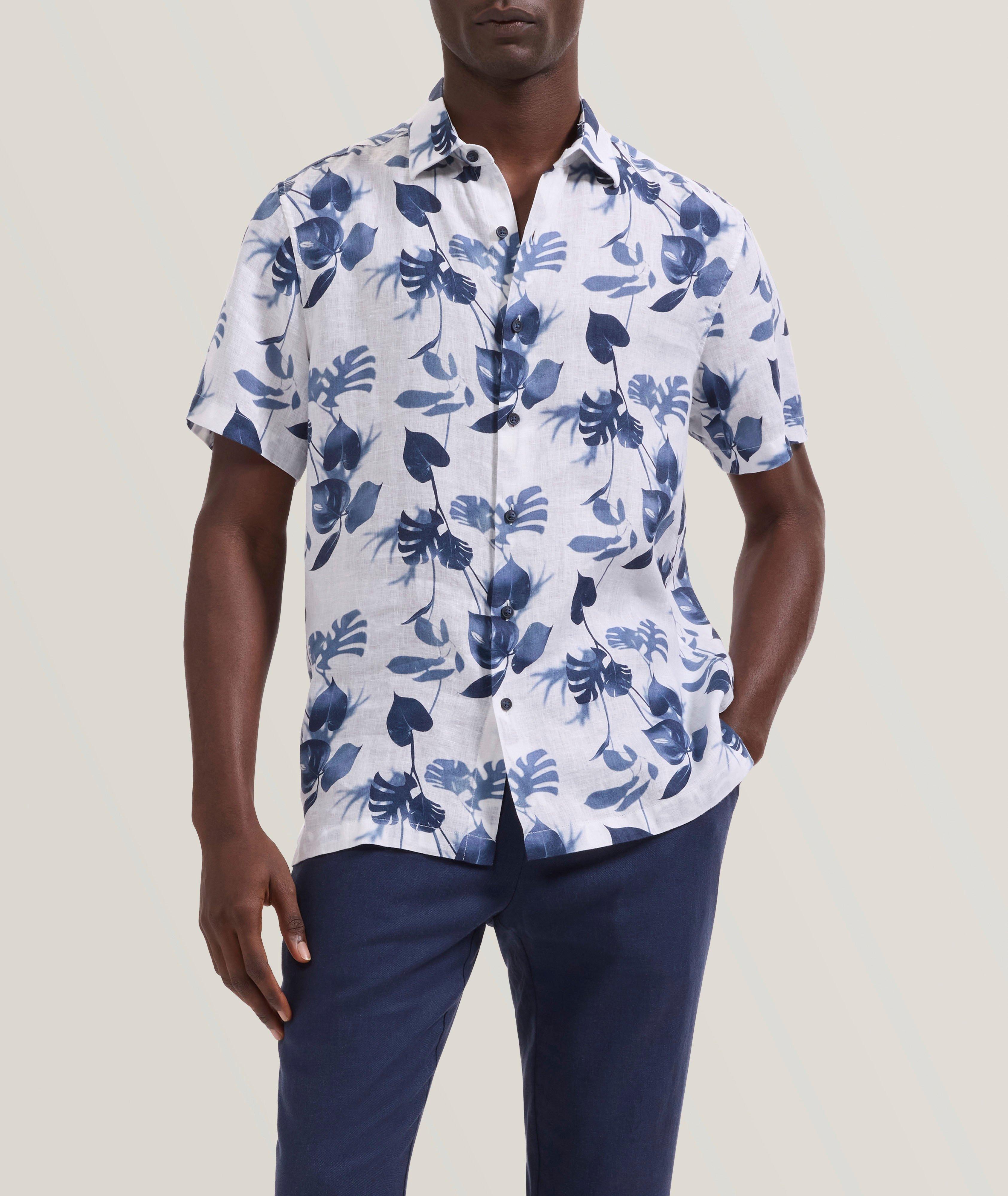 Vero Leaf-Print Linen Shirt image 2
