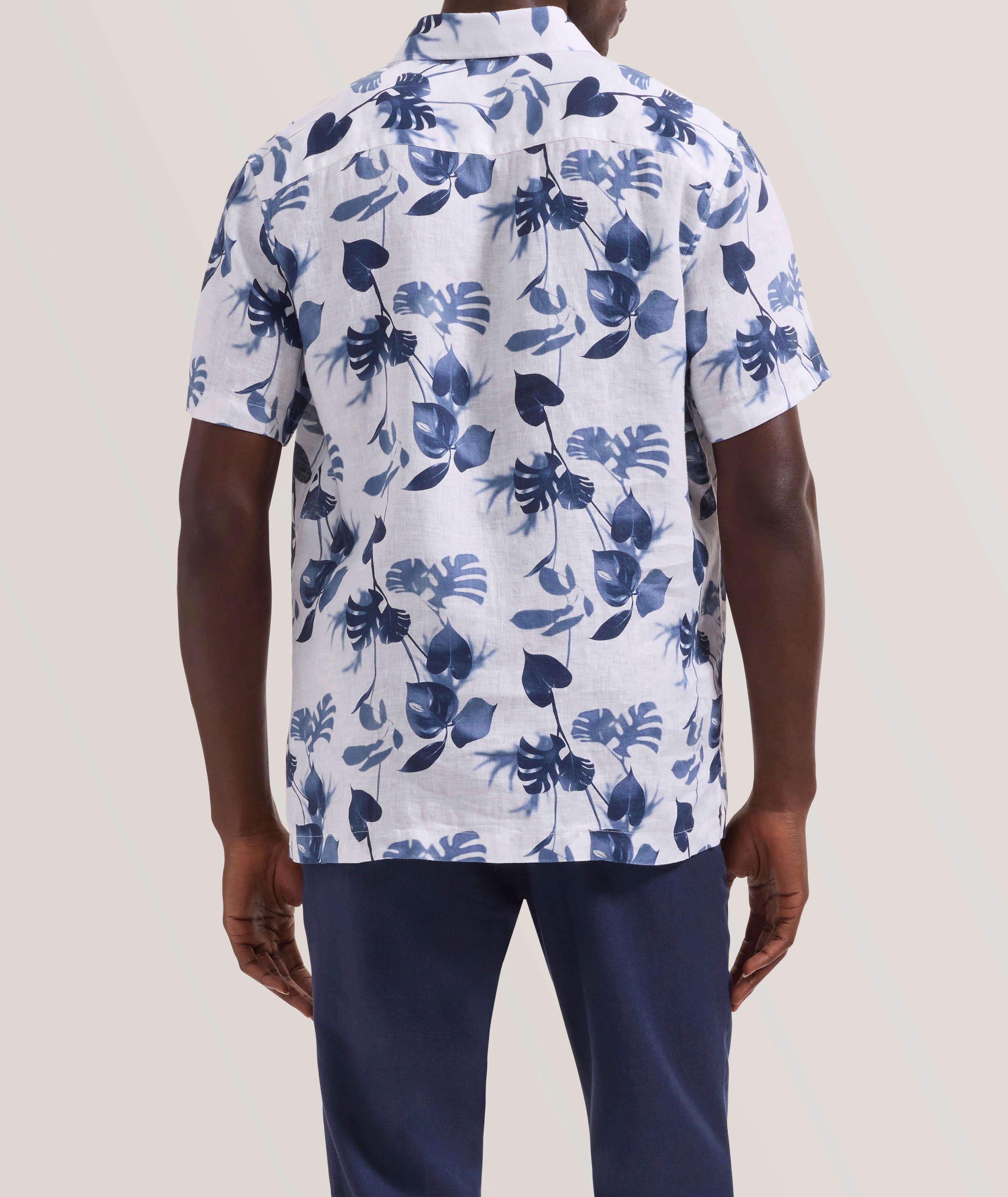 Vero Leaf-Print Linen Shirt image 3