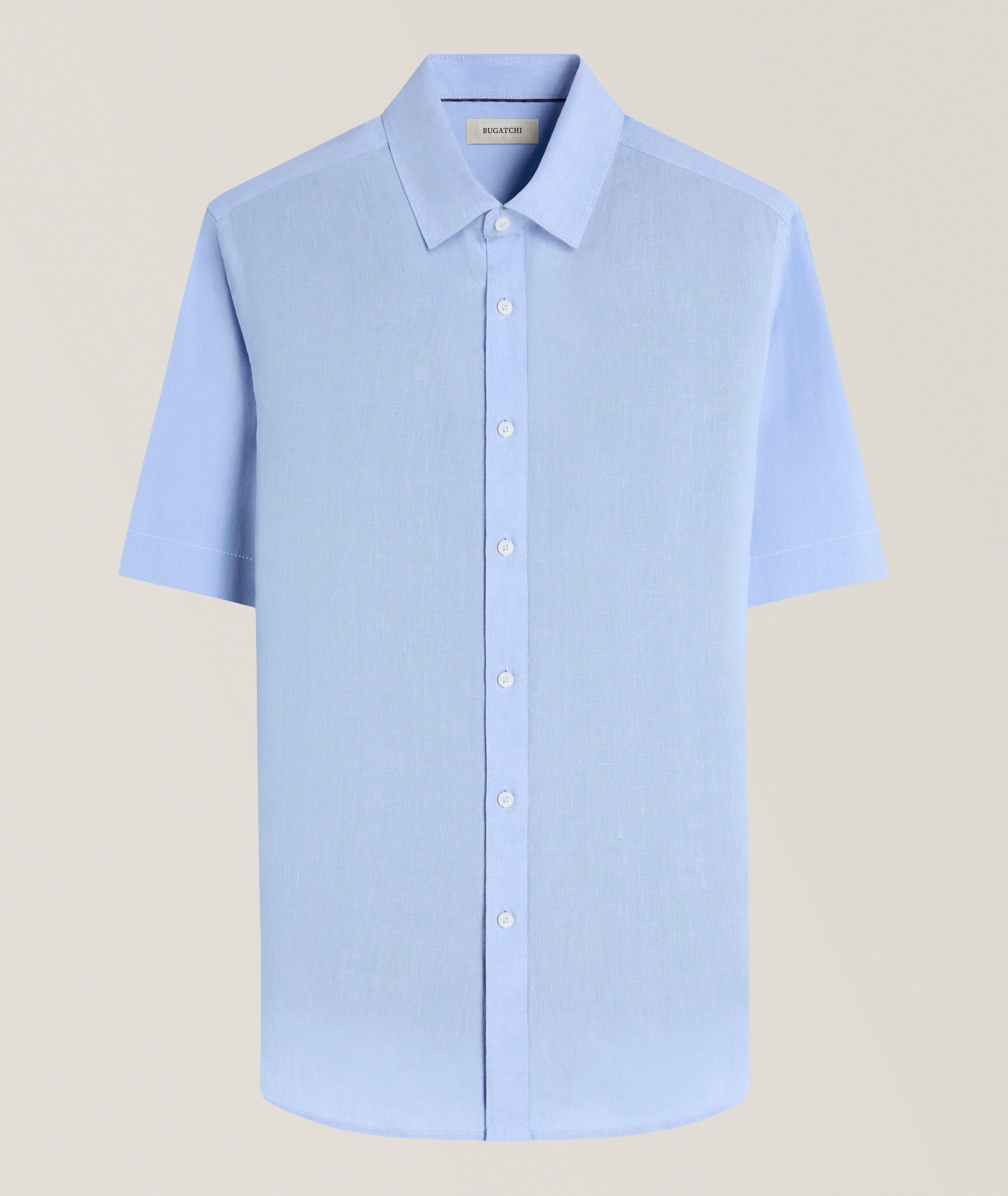 Bugatchi Axel Solid Linen Short-Sleeve Shirt