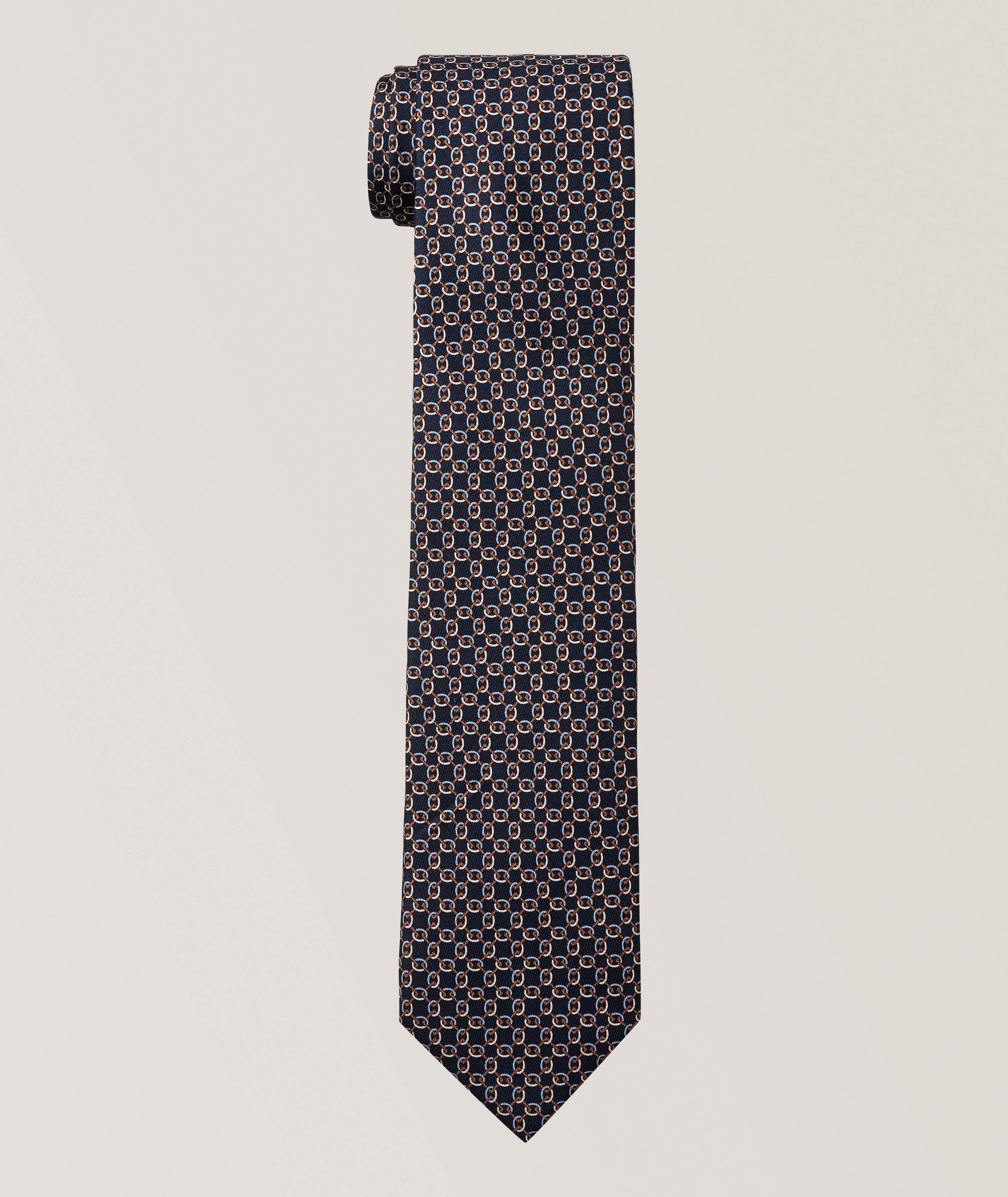 Altea Mini-Chain Print Silk Tie 