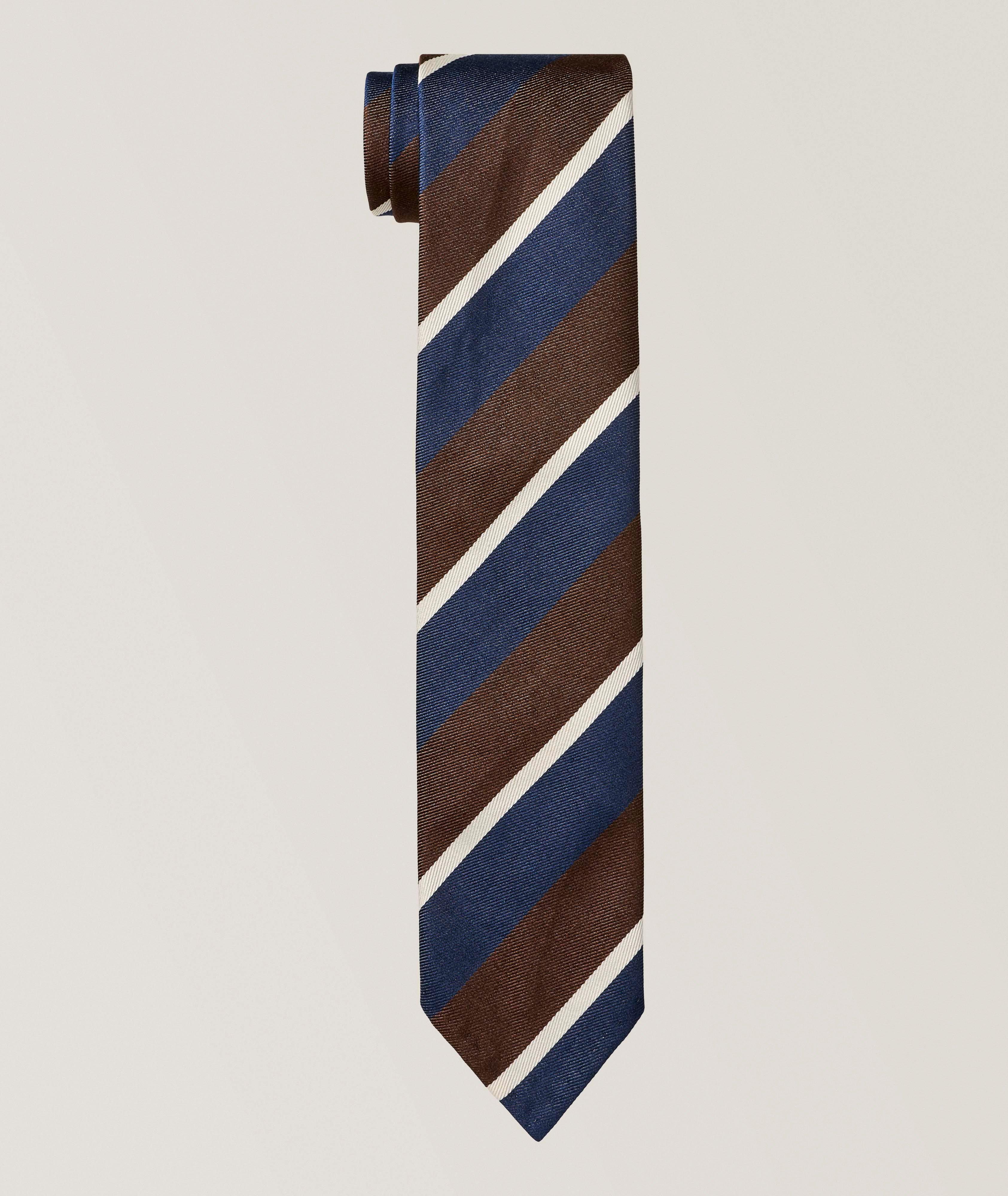 Altea Stripe Untipped Silk-Cotton Tie 