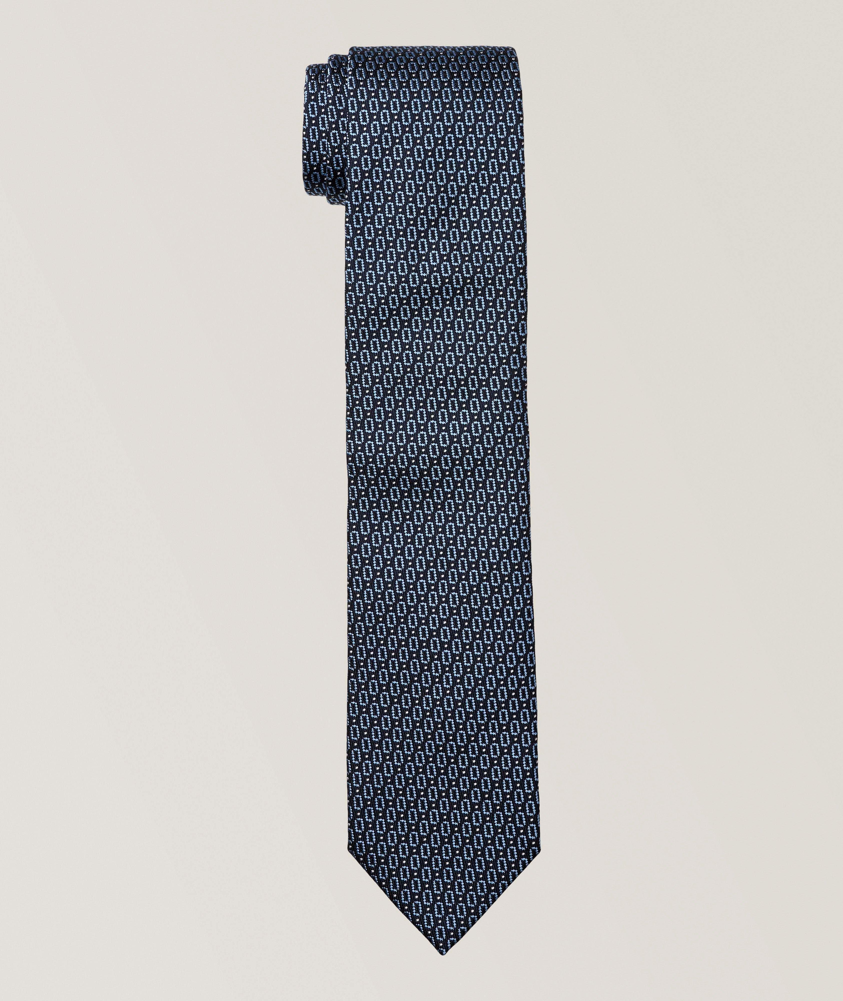 Altea Geo-Motif Silk-Cotton Tie 
