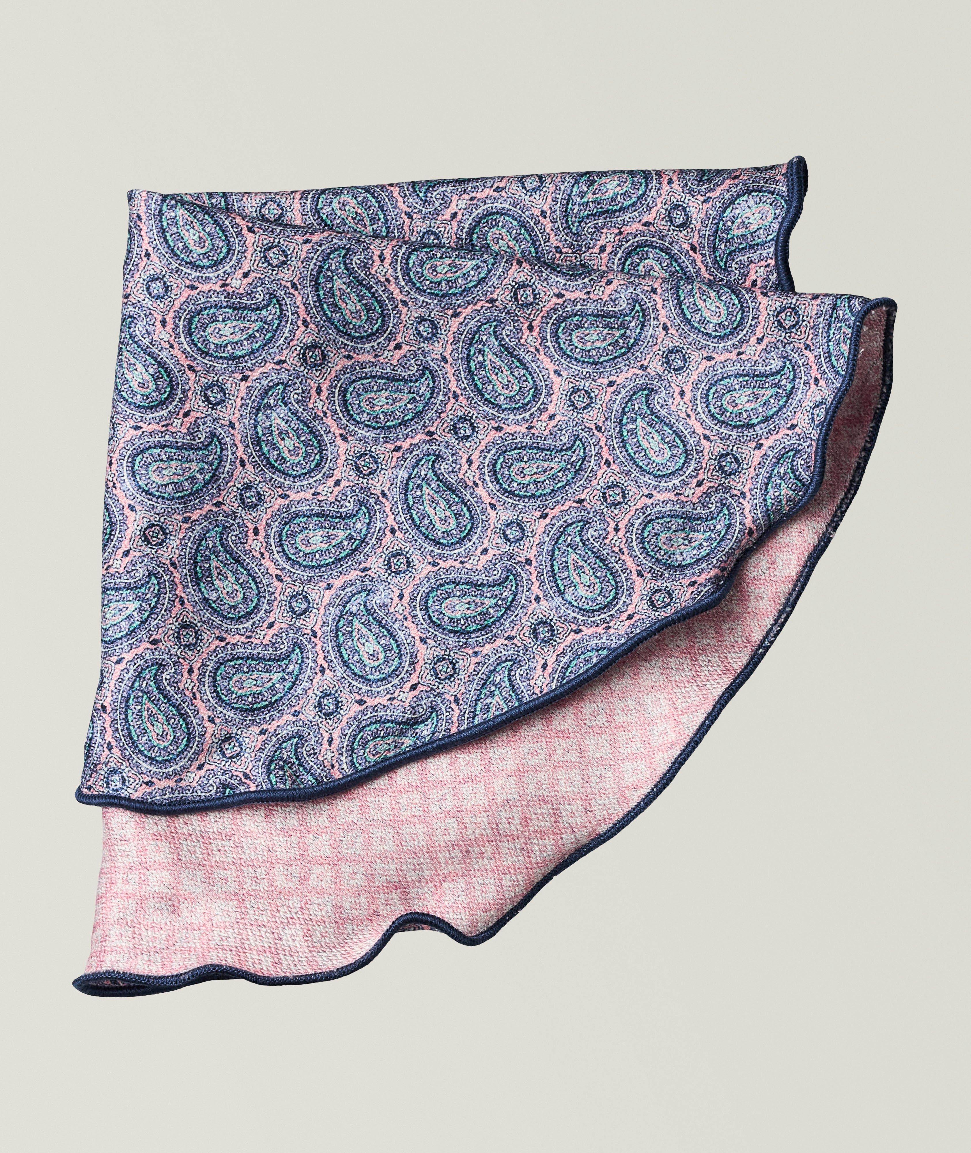 Reversible Paisley-Medallion Silk Pocket Round image 0