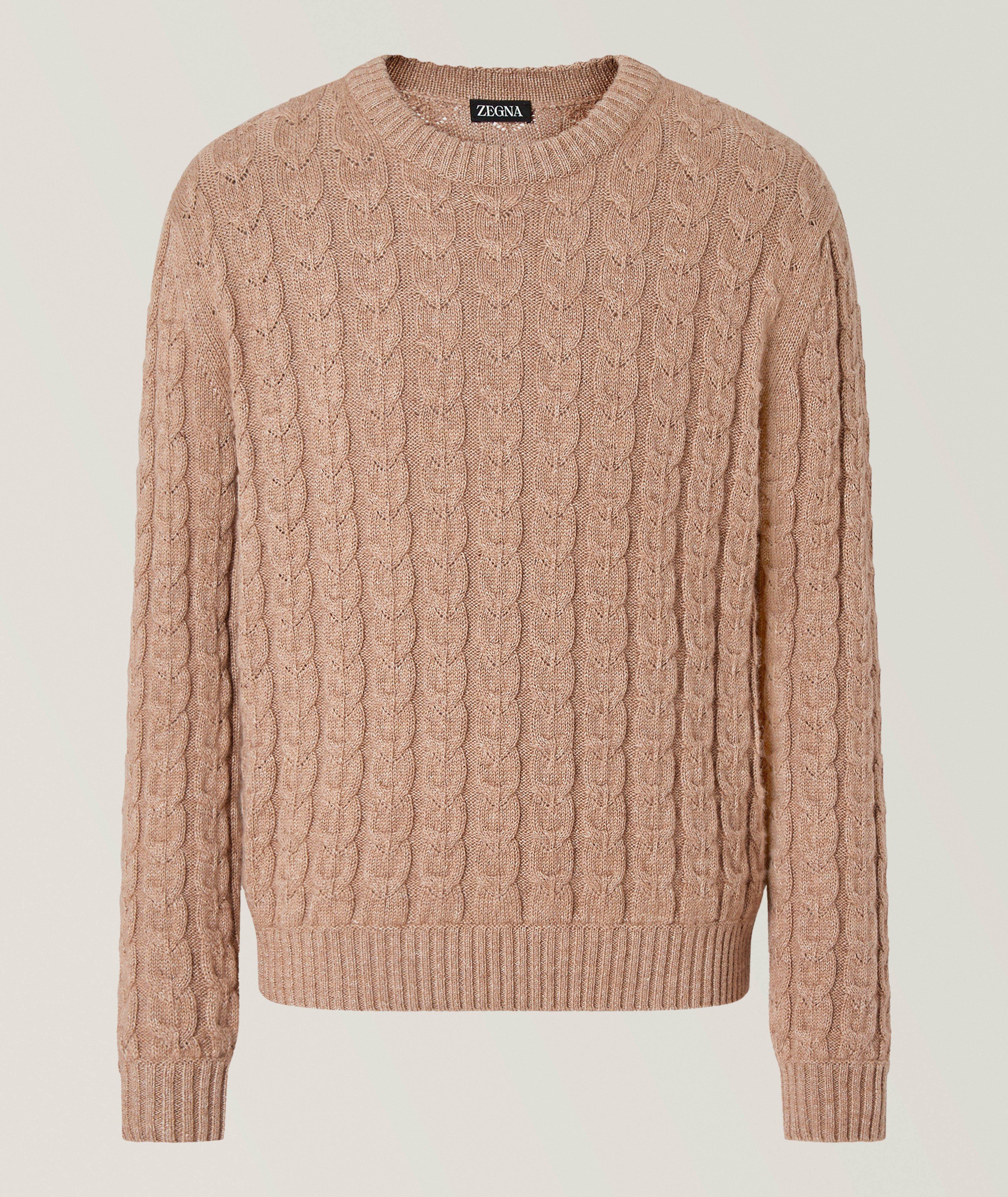 ZEGNA Pull lin-cachemire-soie mélange encolure ronde