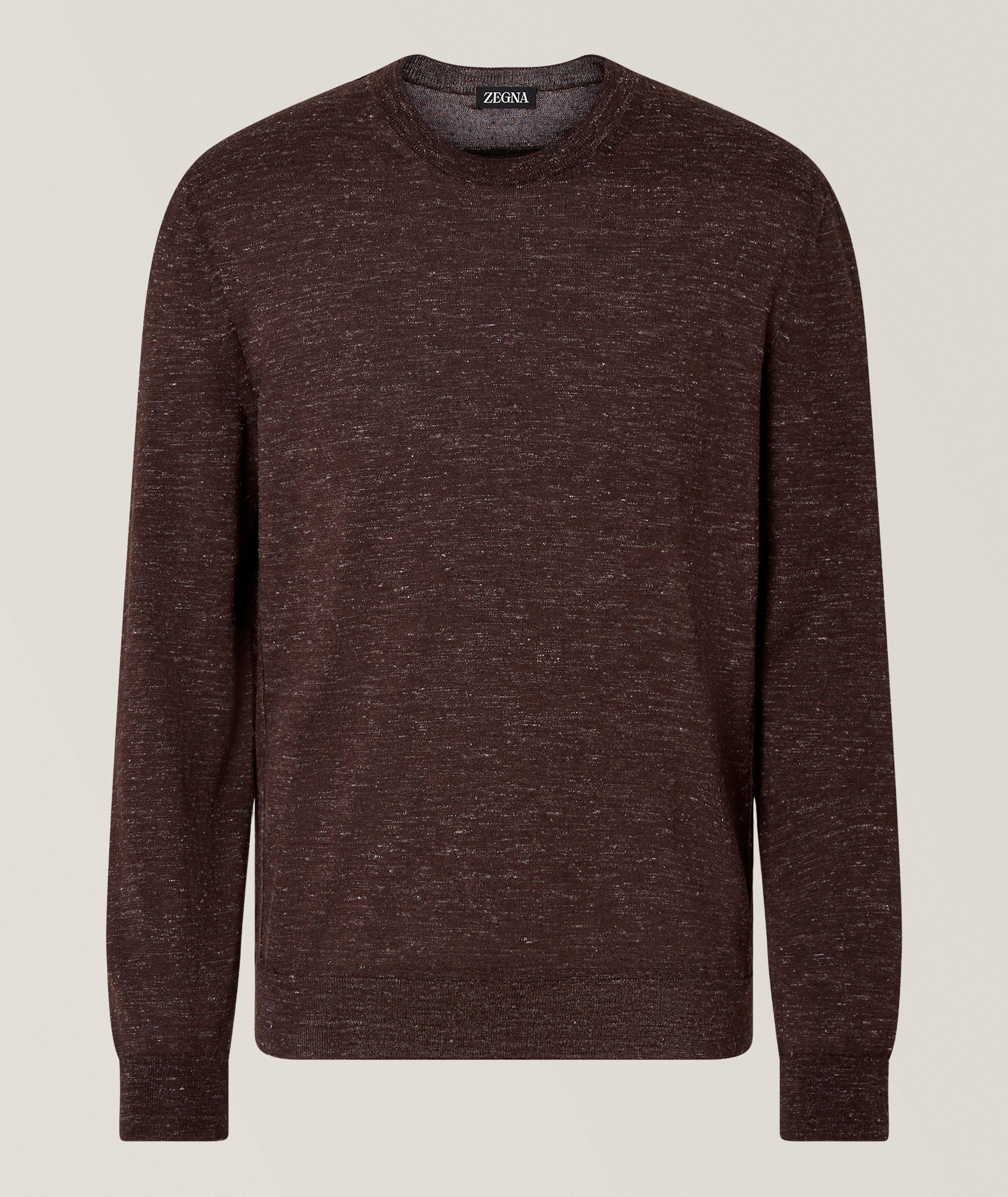 ZEGNA Mélange Silk-Cashmere-Linen Crewneck