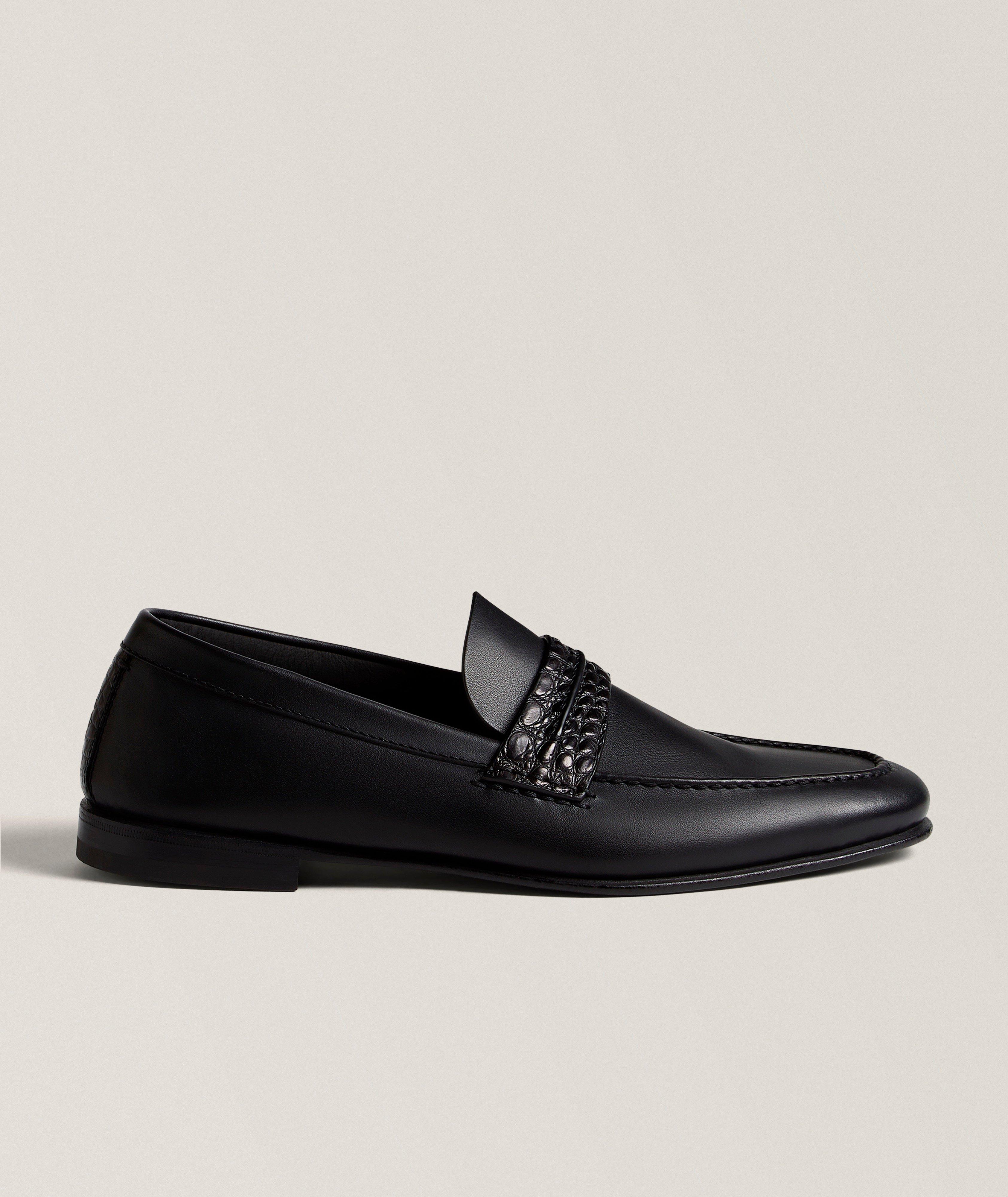 ZEGNA Leather & Alligator Mocassin Loafers