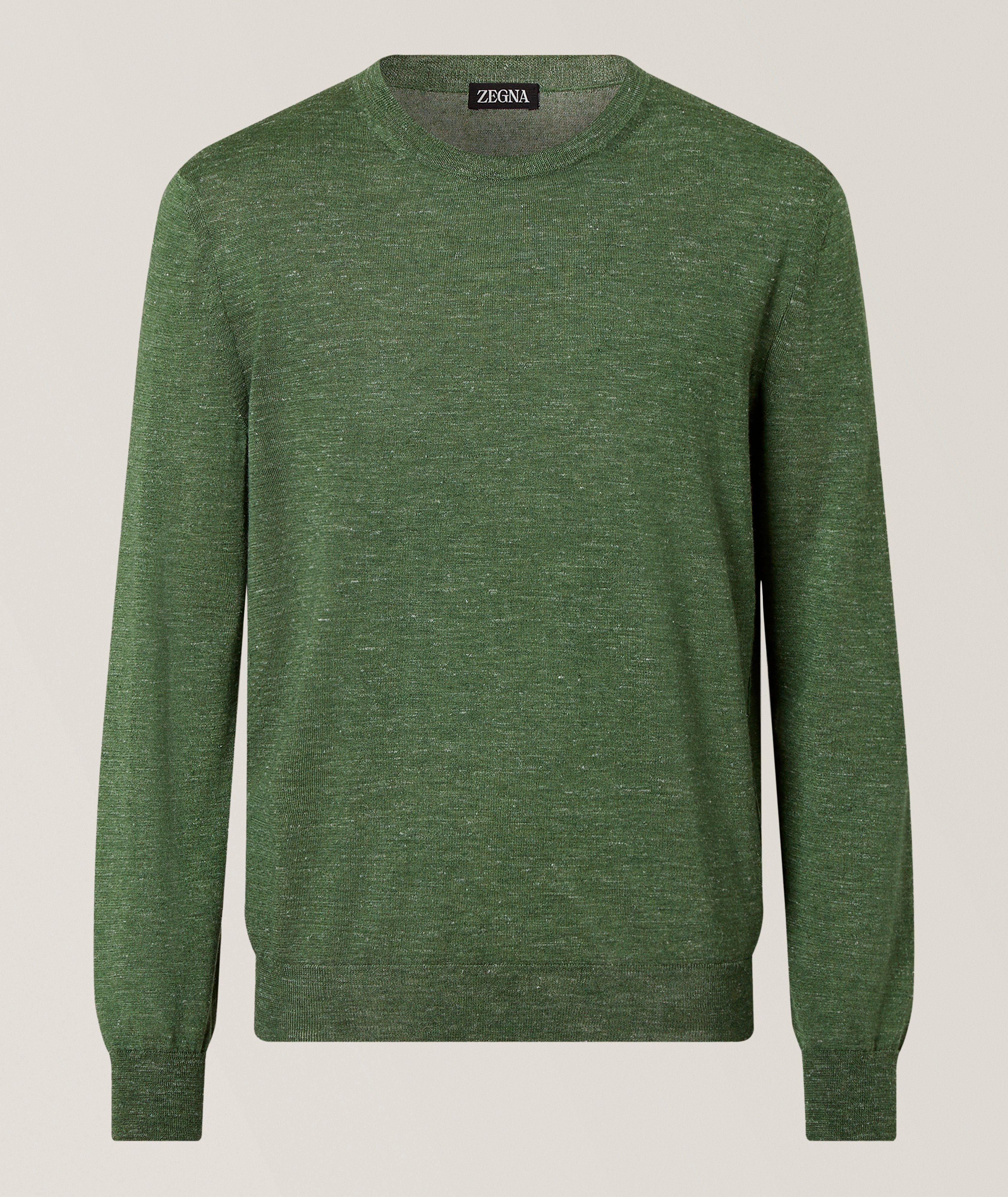 ZEGNA Mélange Silk-Cashmere-Linen Crewneck | Sweaters & Knits