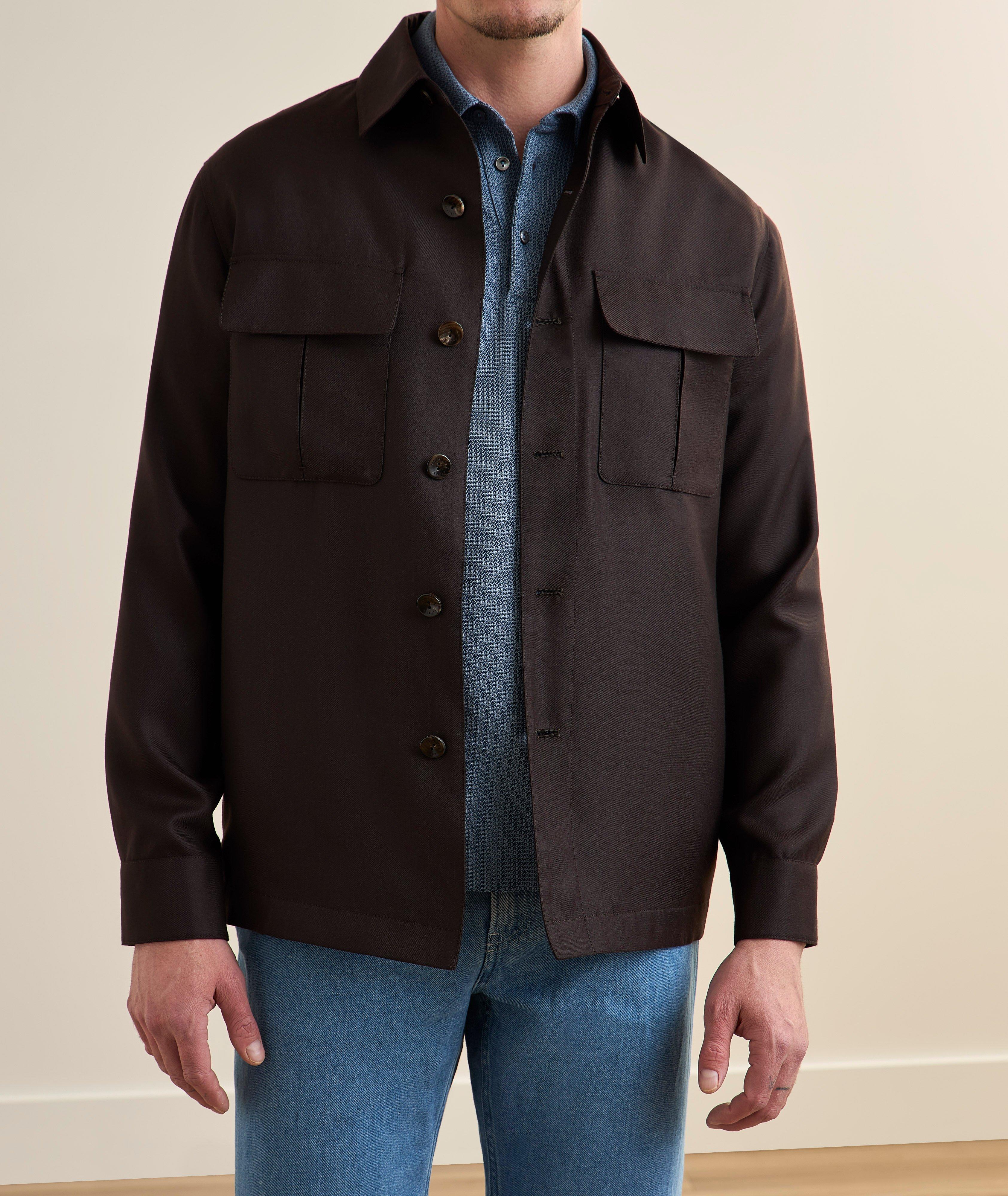 Cashmere-Silk Twill Overshirt image 1