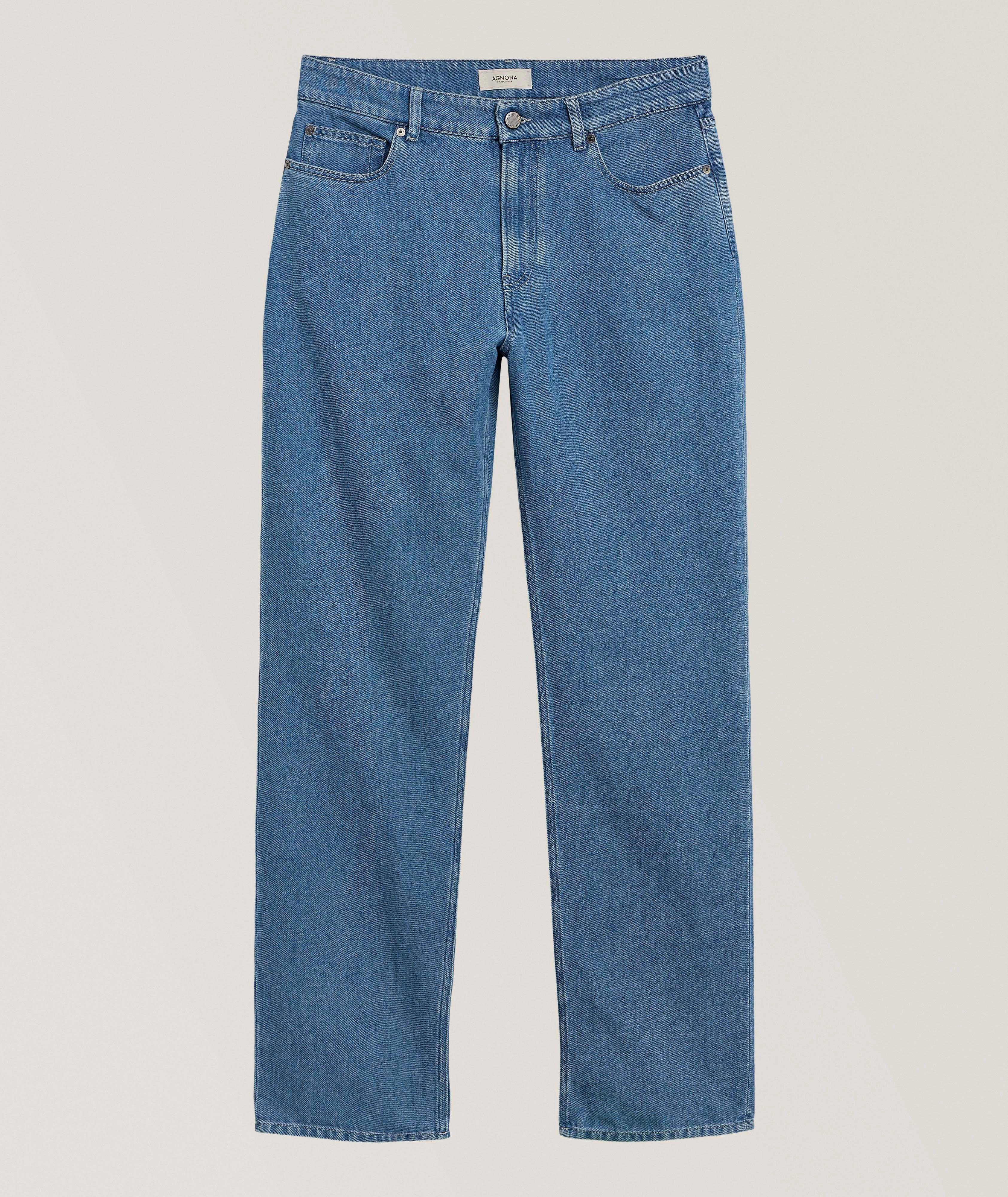 Agnona Cotton-Linen Straight-Leg Jeans 