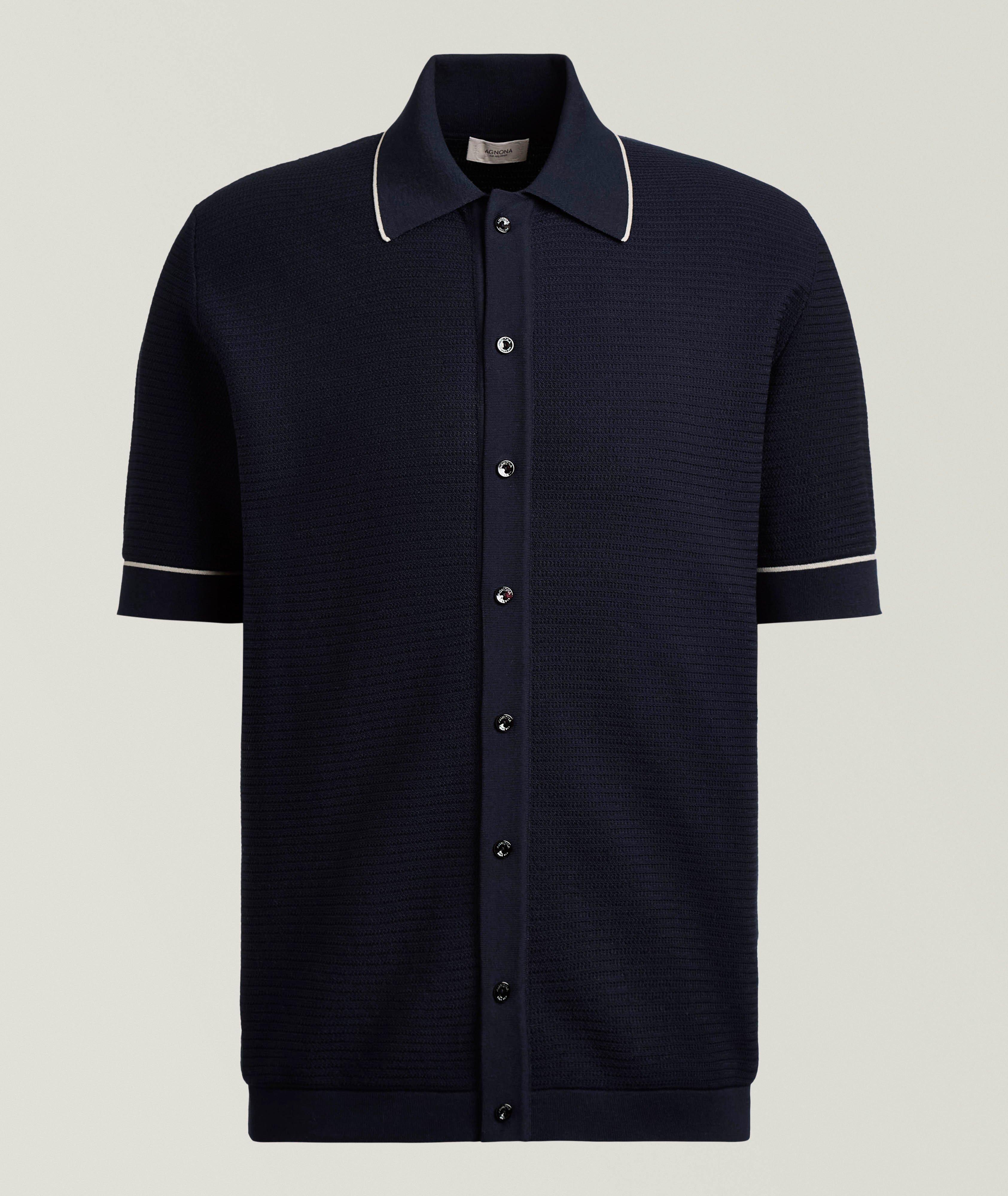 Agnona Polo texturé boutons liseré