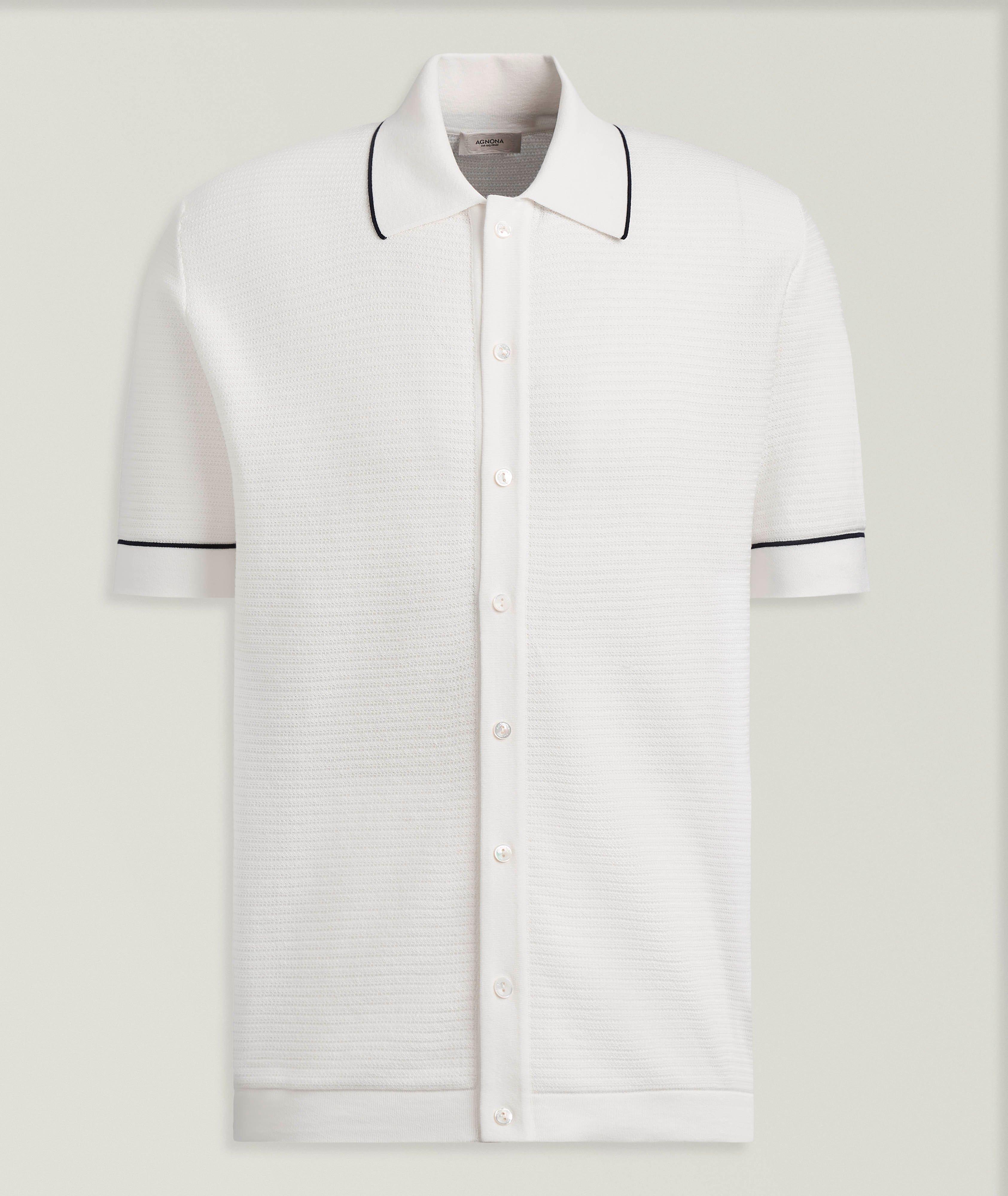 Agnona Polo texturé boutons liseré
