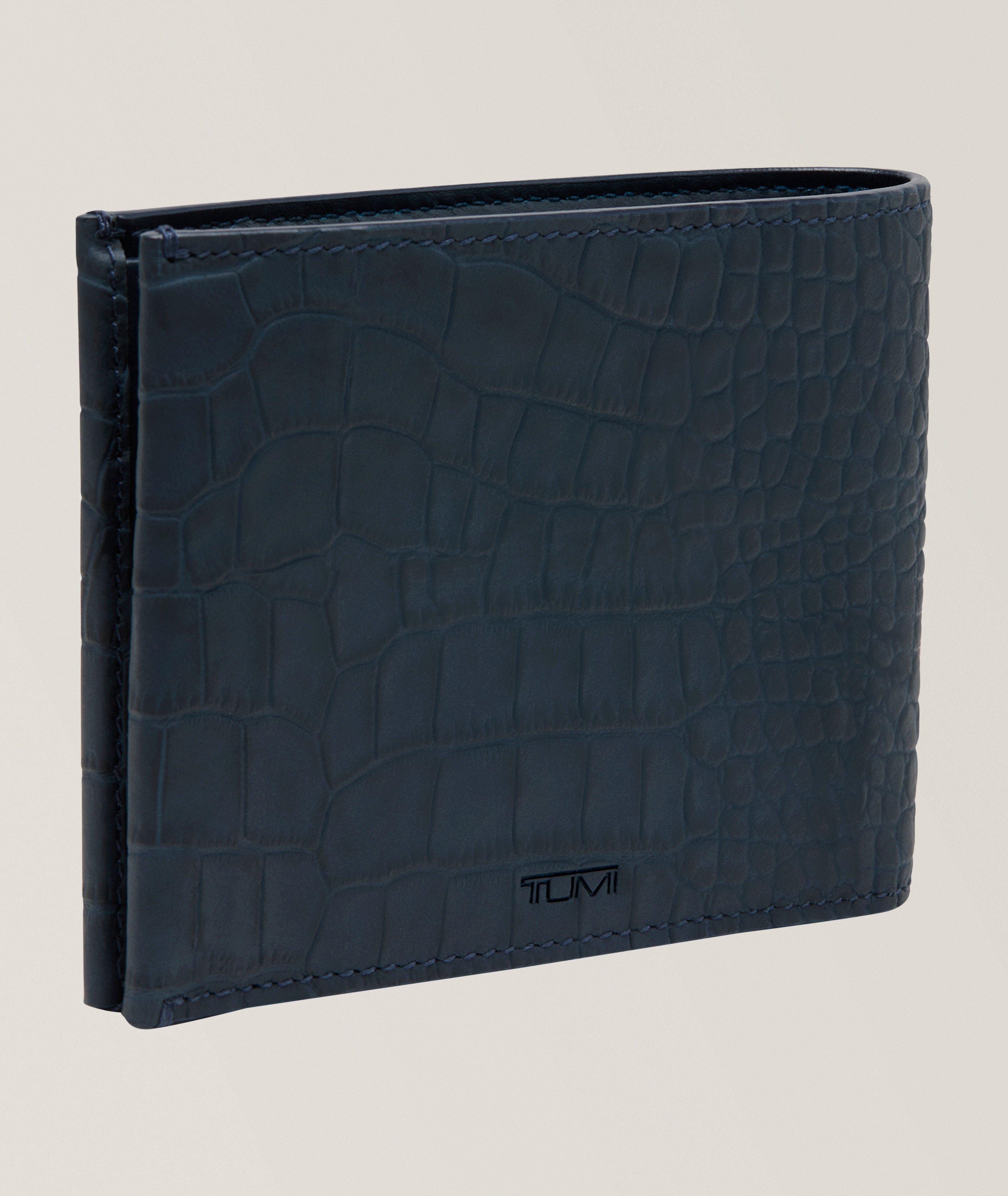 Portefeuille pliant cuir imprimé crocodile Turin image 1