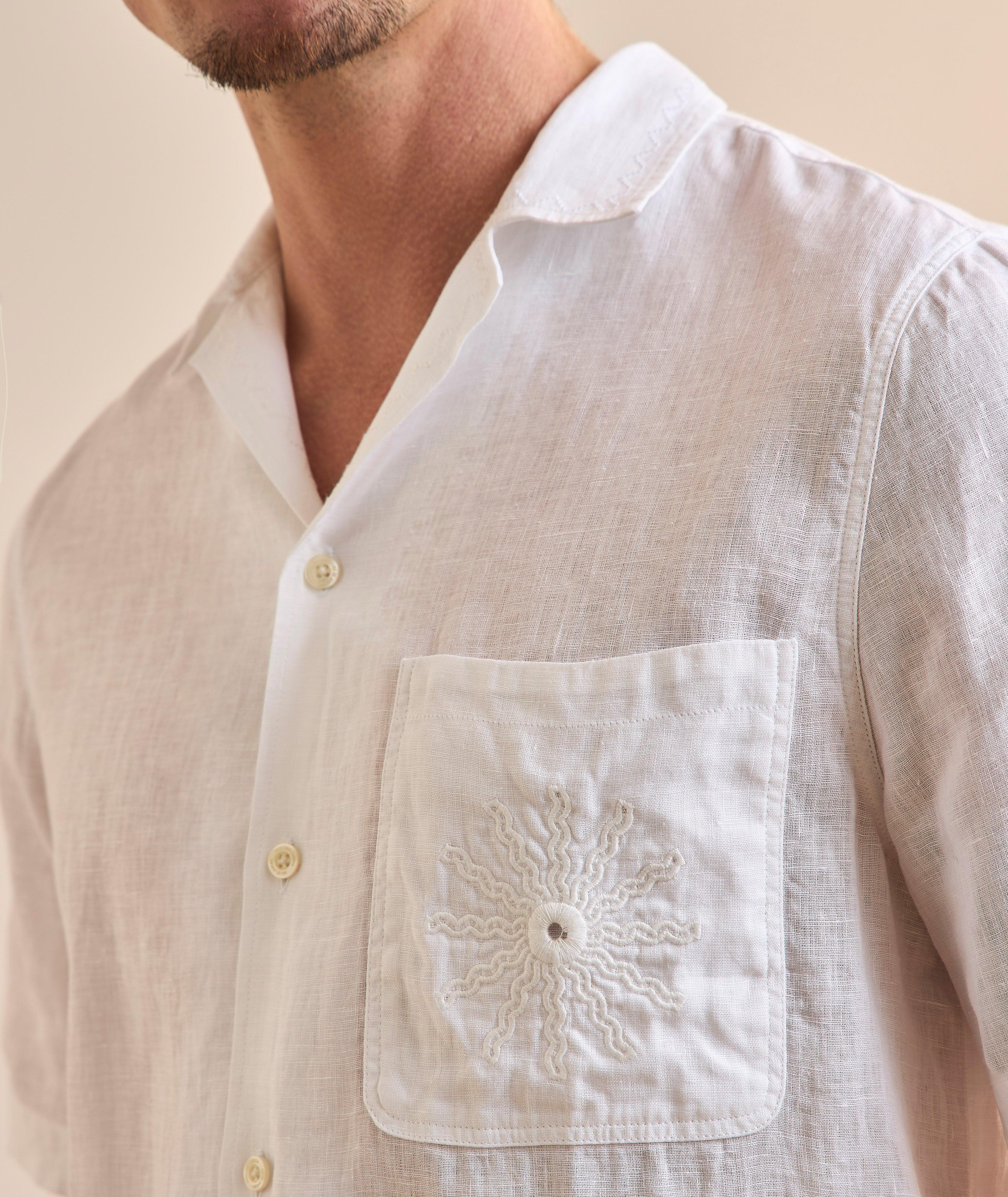 Alves Embroidered Linen Camp Shirt  image 3