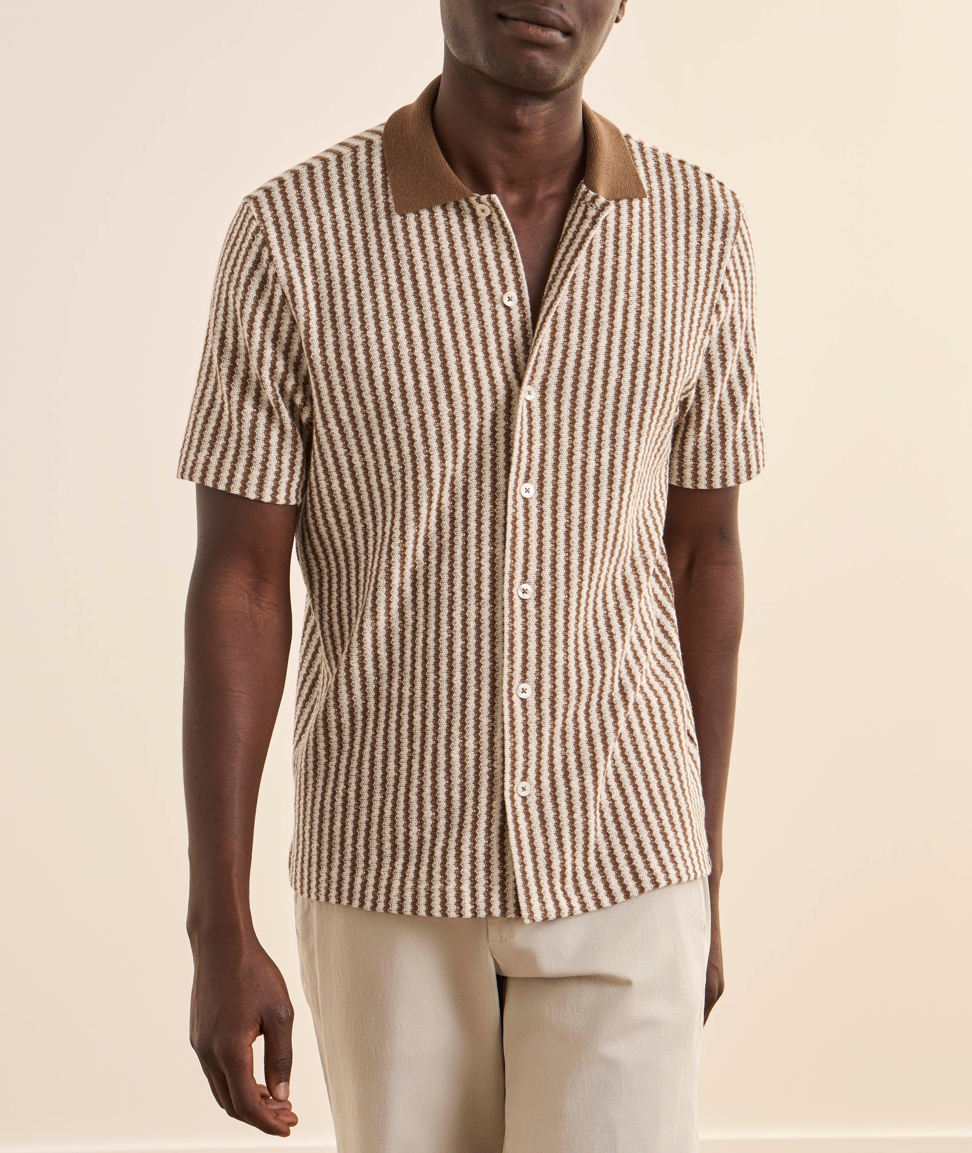  Zig-Zag Cotton-Blend Knit Shirt image 1