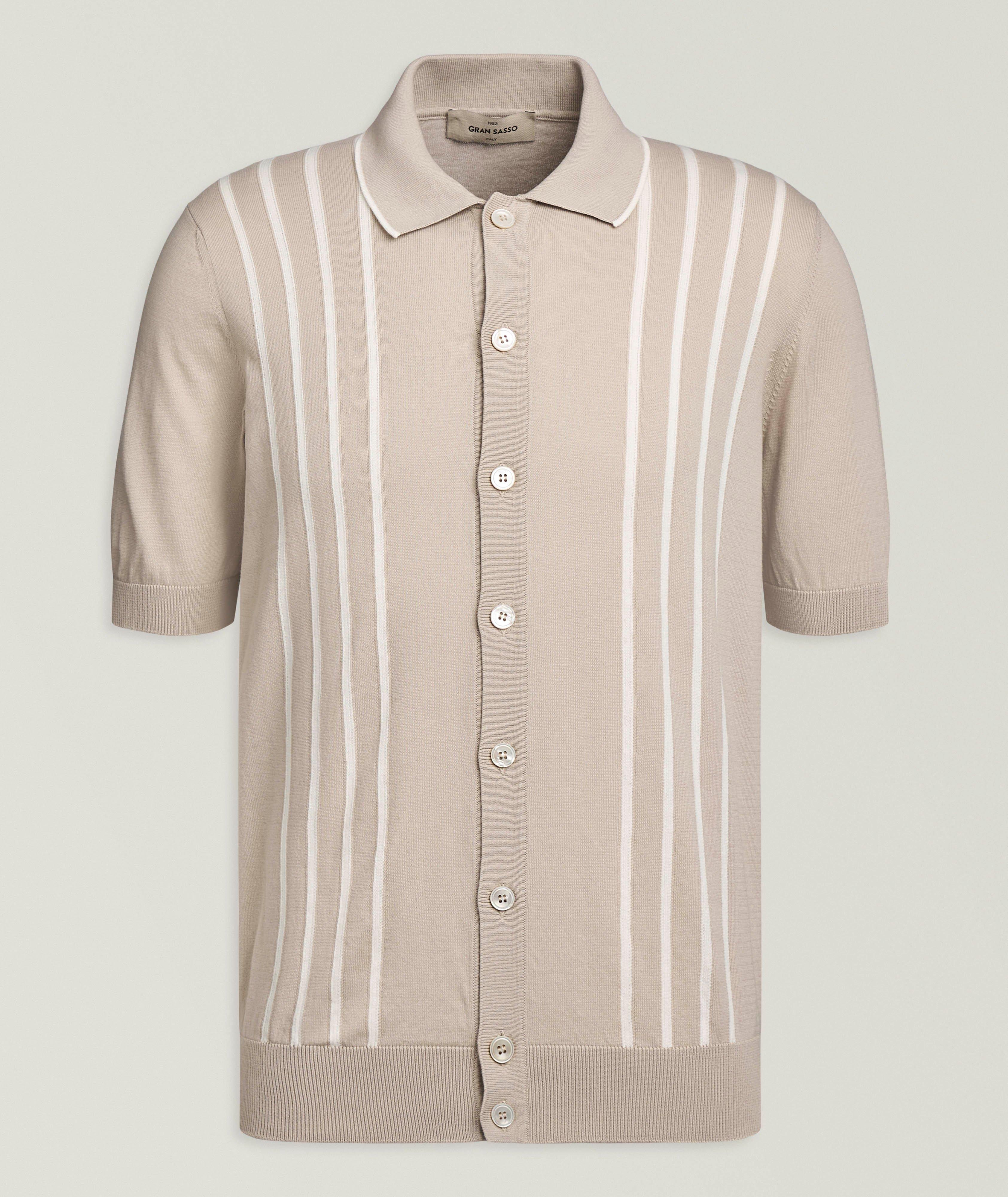 Gran Sasso Striped Cotton Knit Shirt | Polos | Harry Rosen