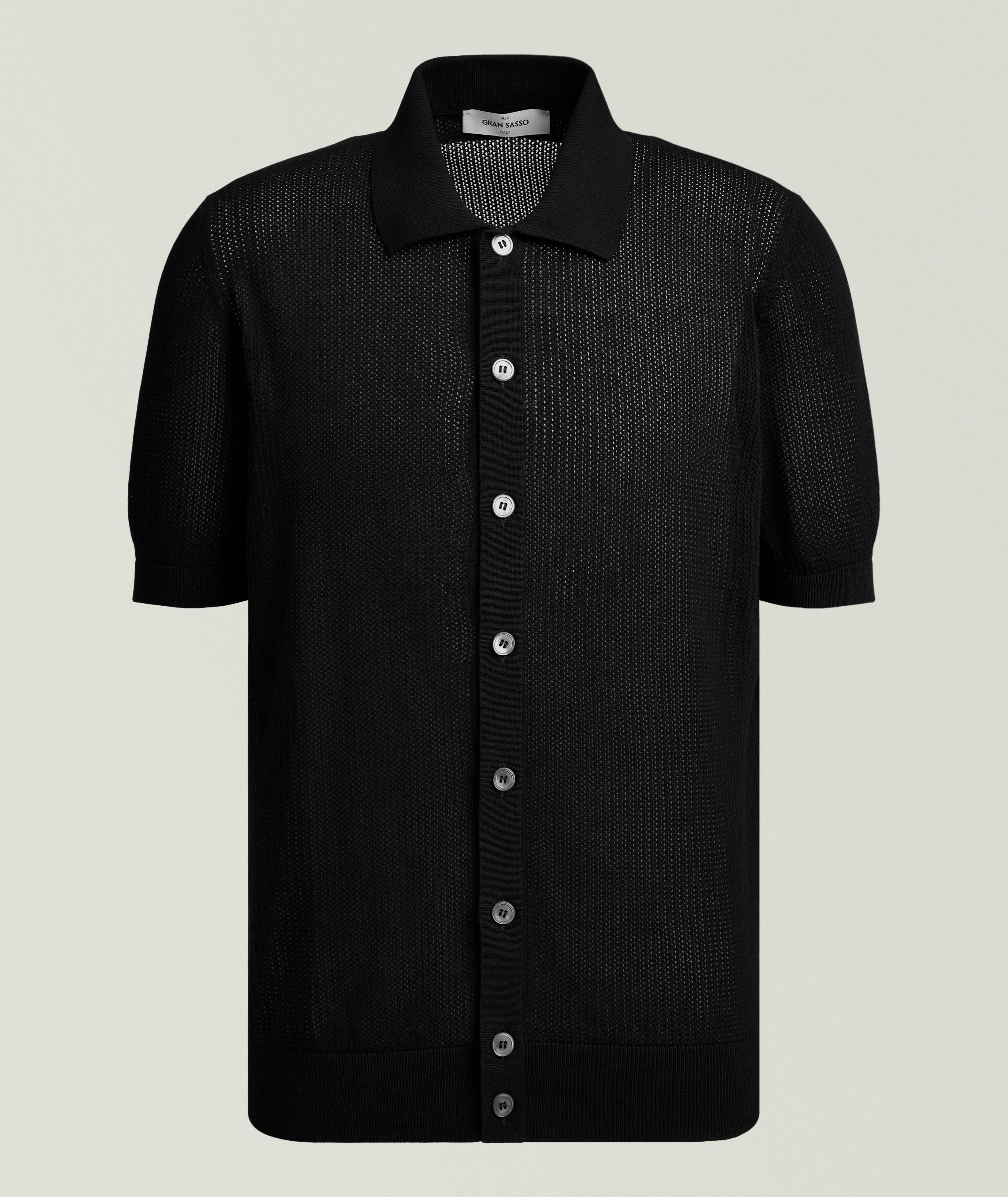 Gran Sasso Perforated Cotton Knit Shirt 