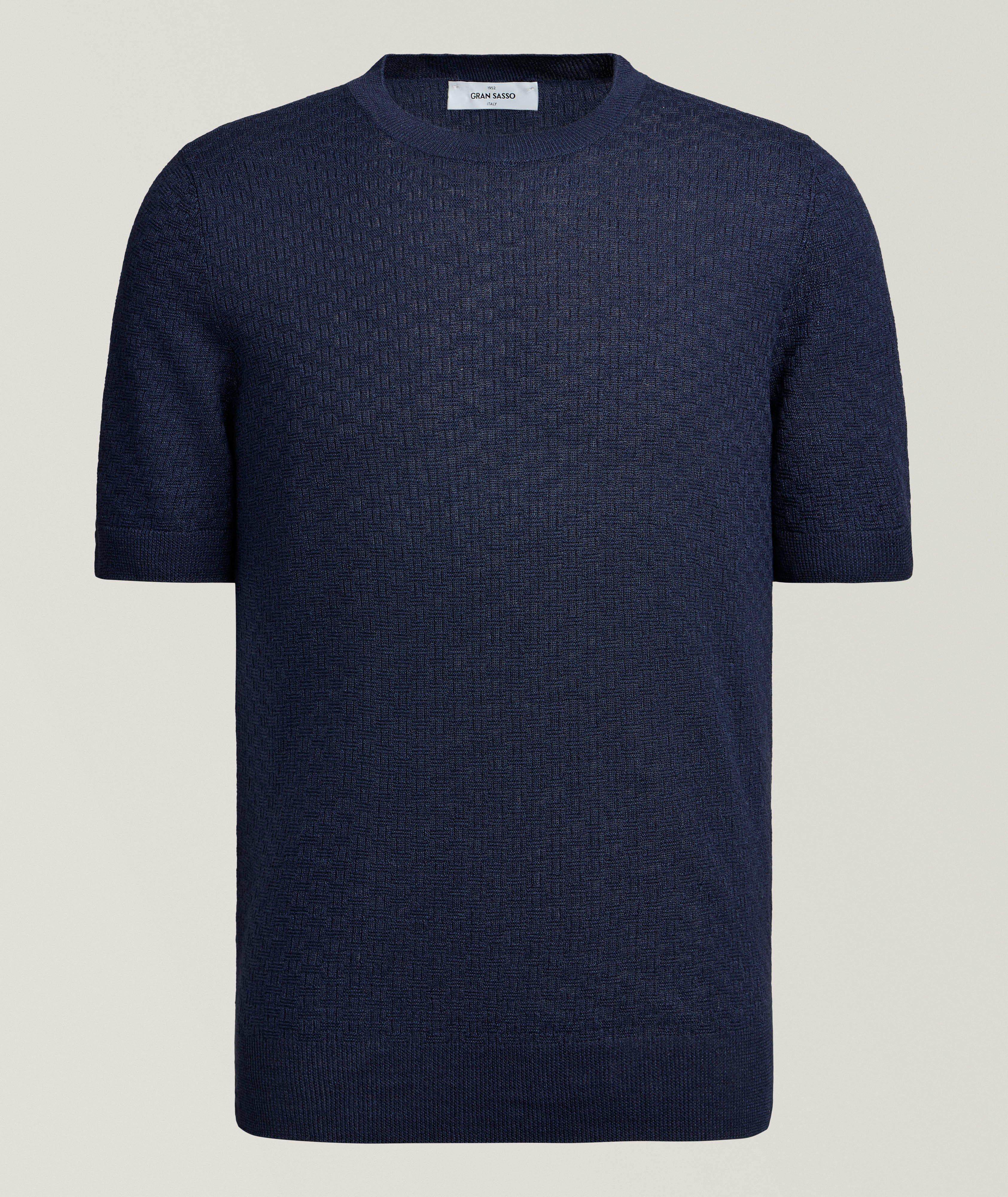 Gran Sasso Flax-Cotton Basketweave-Knit T-Shirt 
