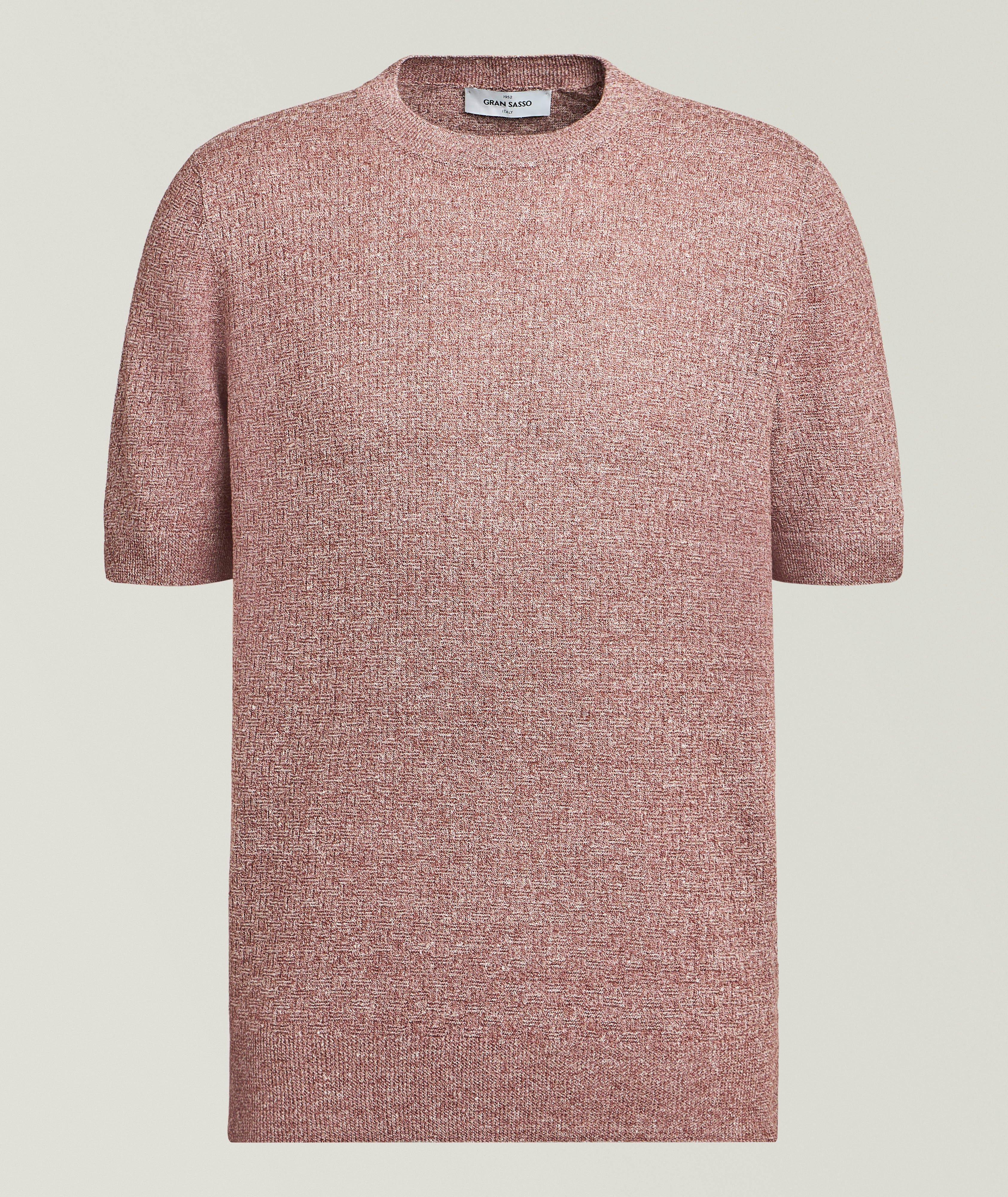 Gran Sasso Flax-Cotton Basketweave-Knit T-Shirt 