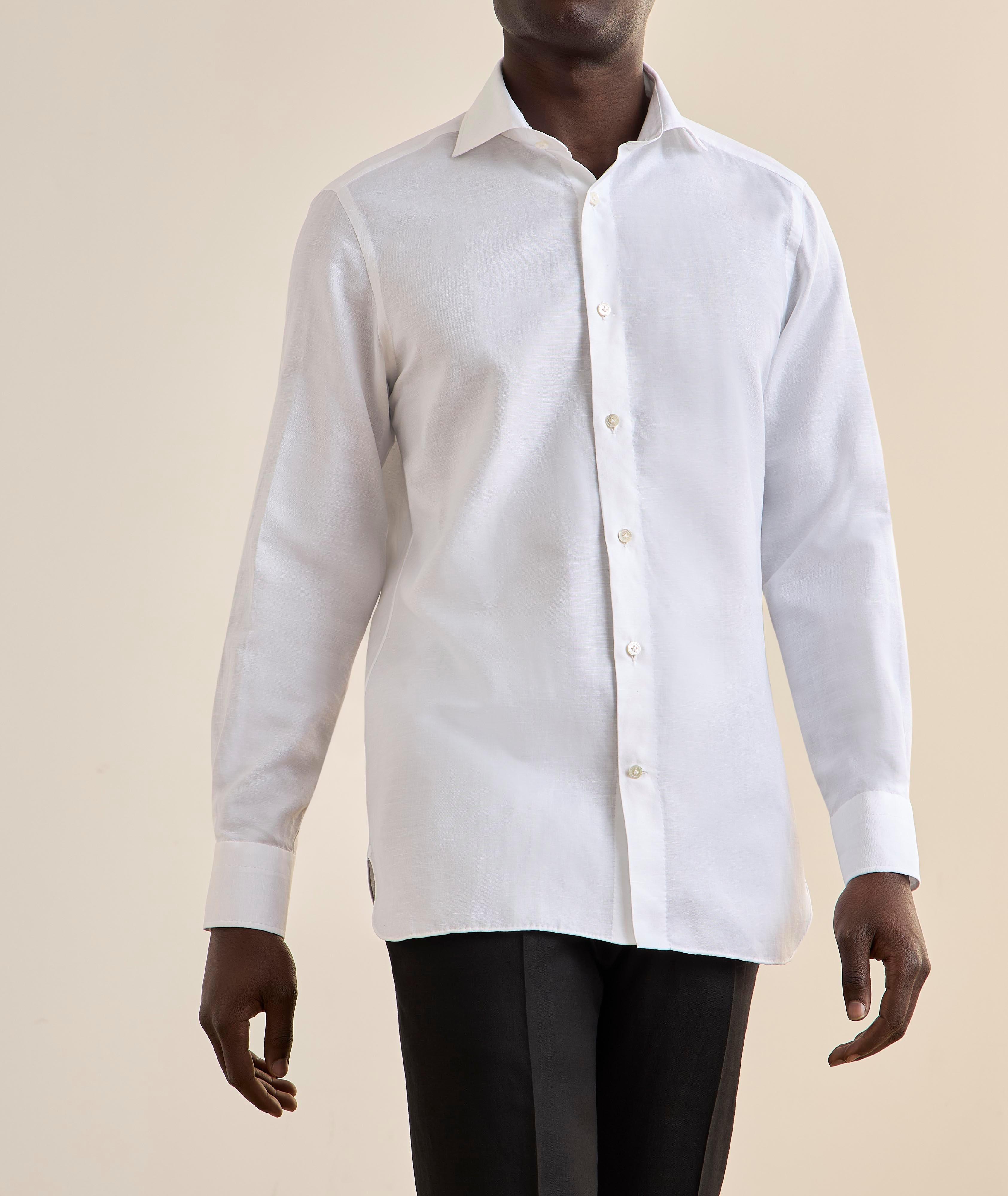 Chemise habillée coton lin uni image 1