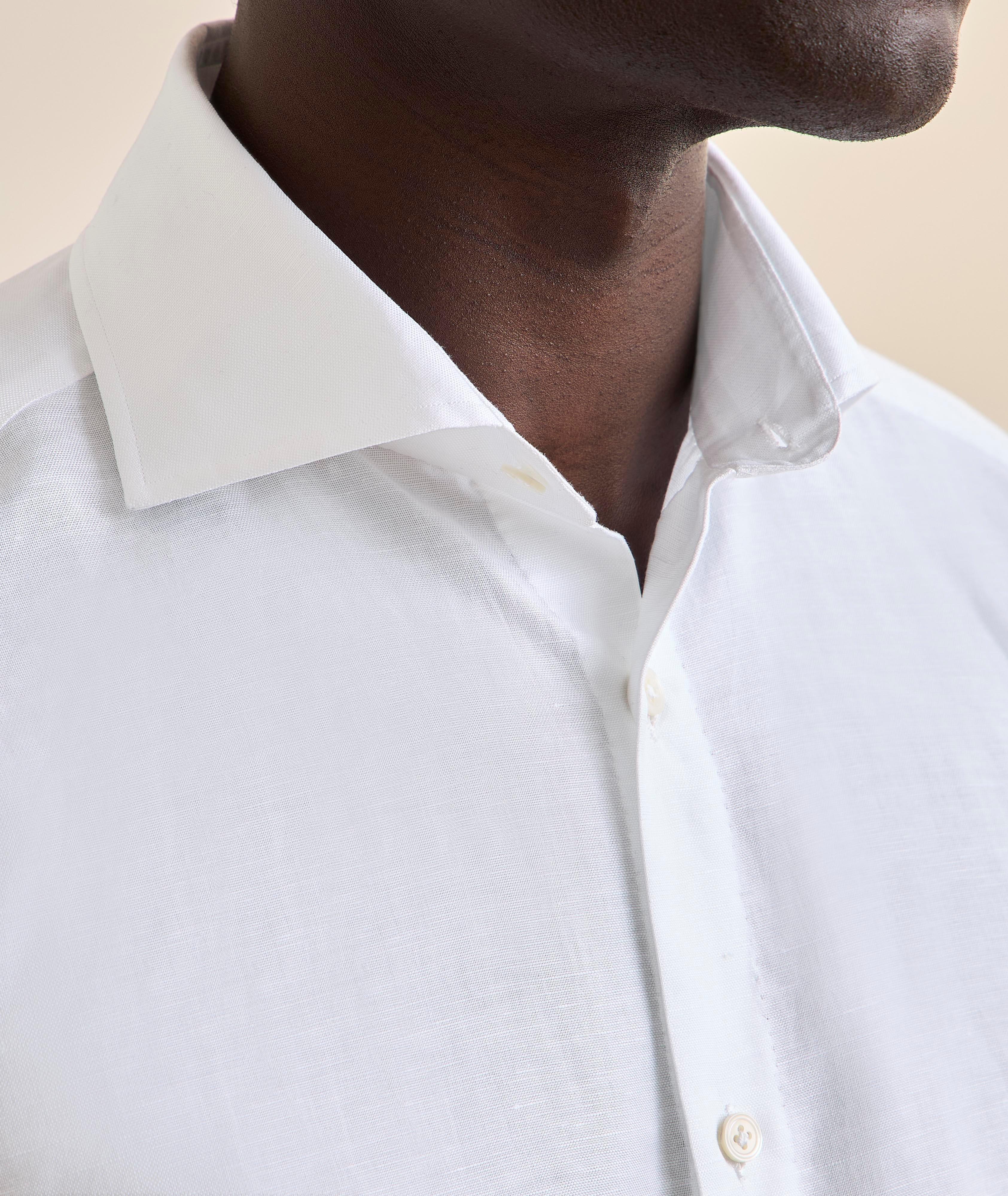 Chemise habillée coton lin uni image 3