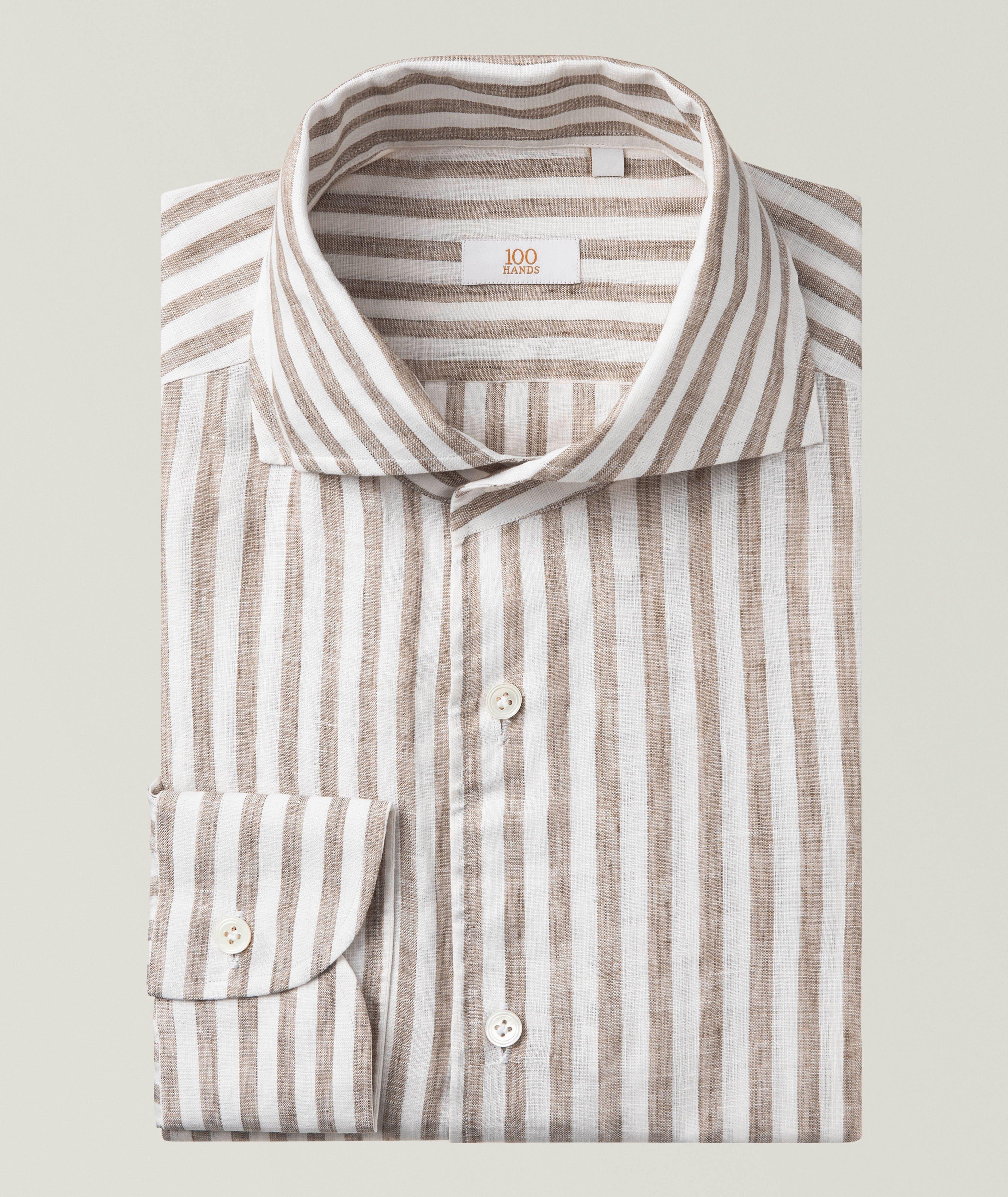 100 Hands Bengal Stripe Linen Dress Shirt 