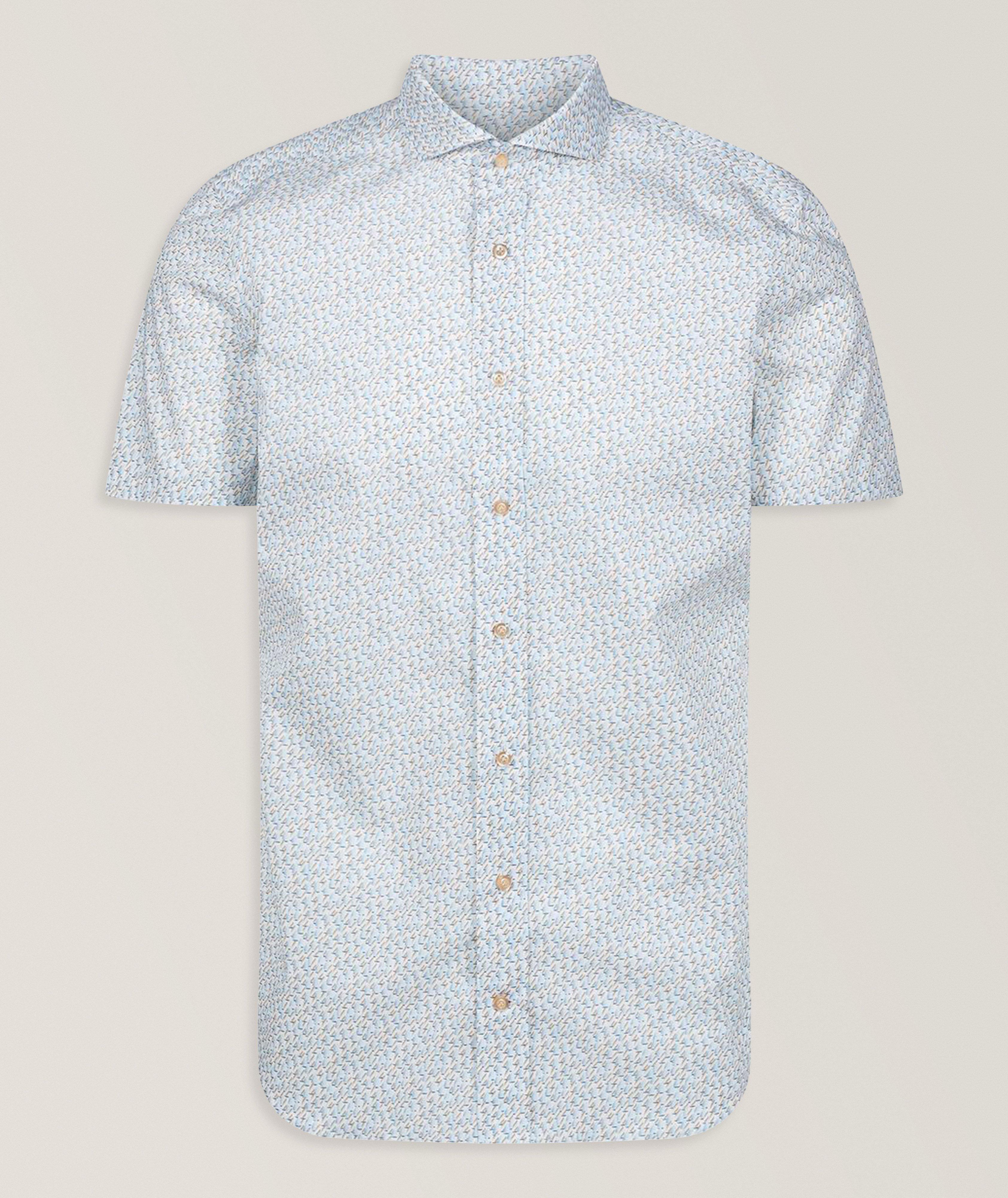 Emanuel Berg Neat-Print Stretch-Poplin Shirt