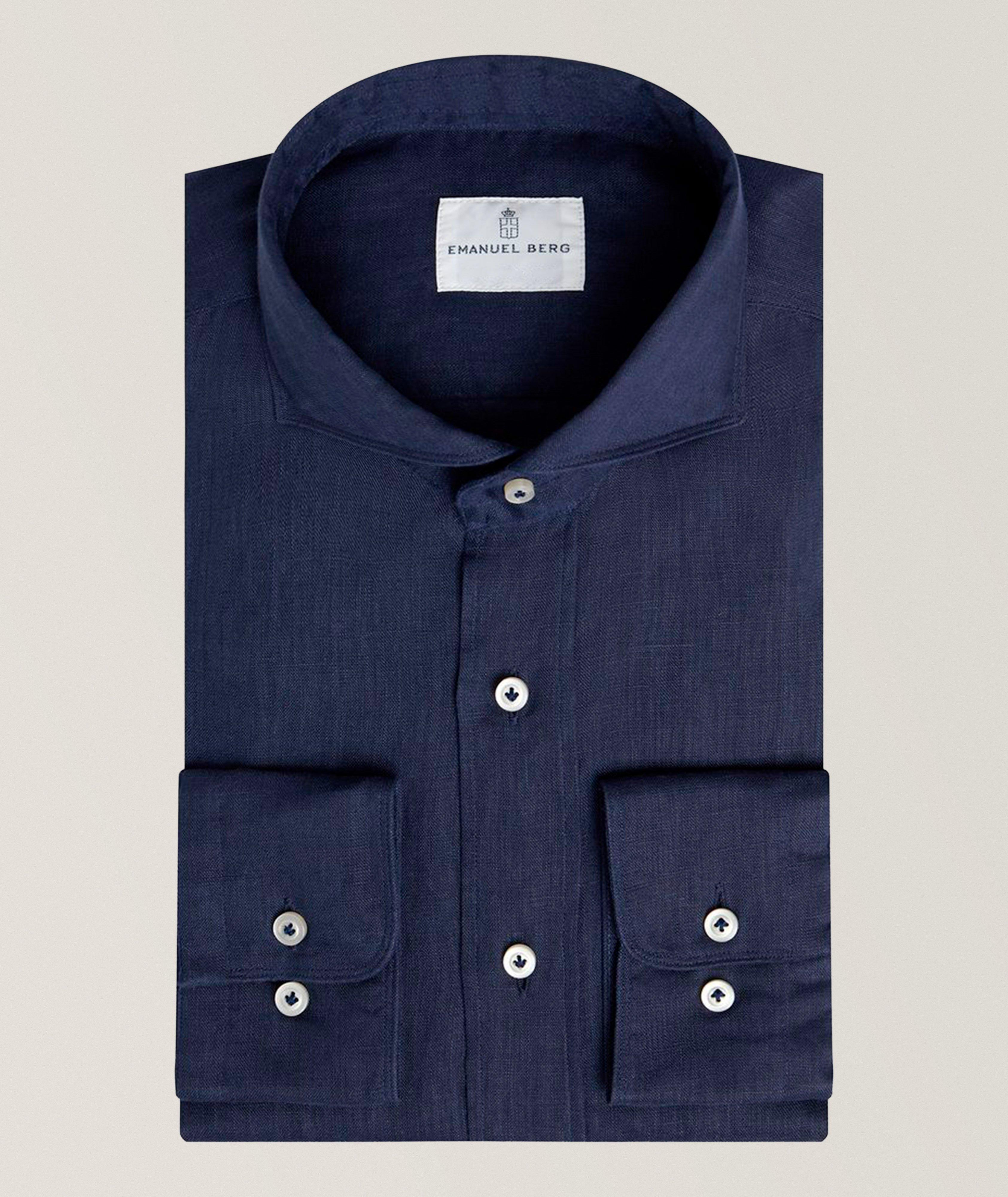 Emanuel Berg Washed Linen Sartorial Dress Shirt