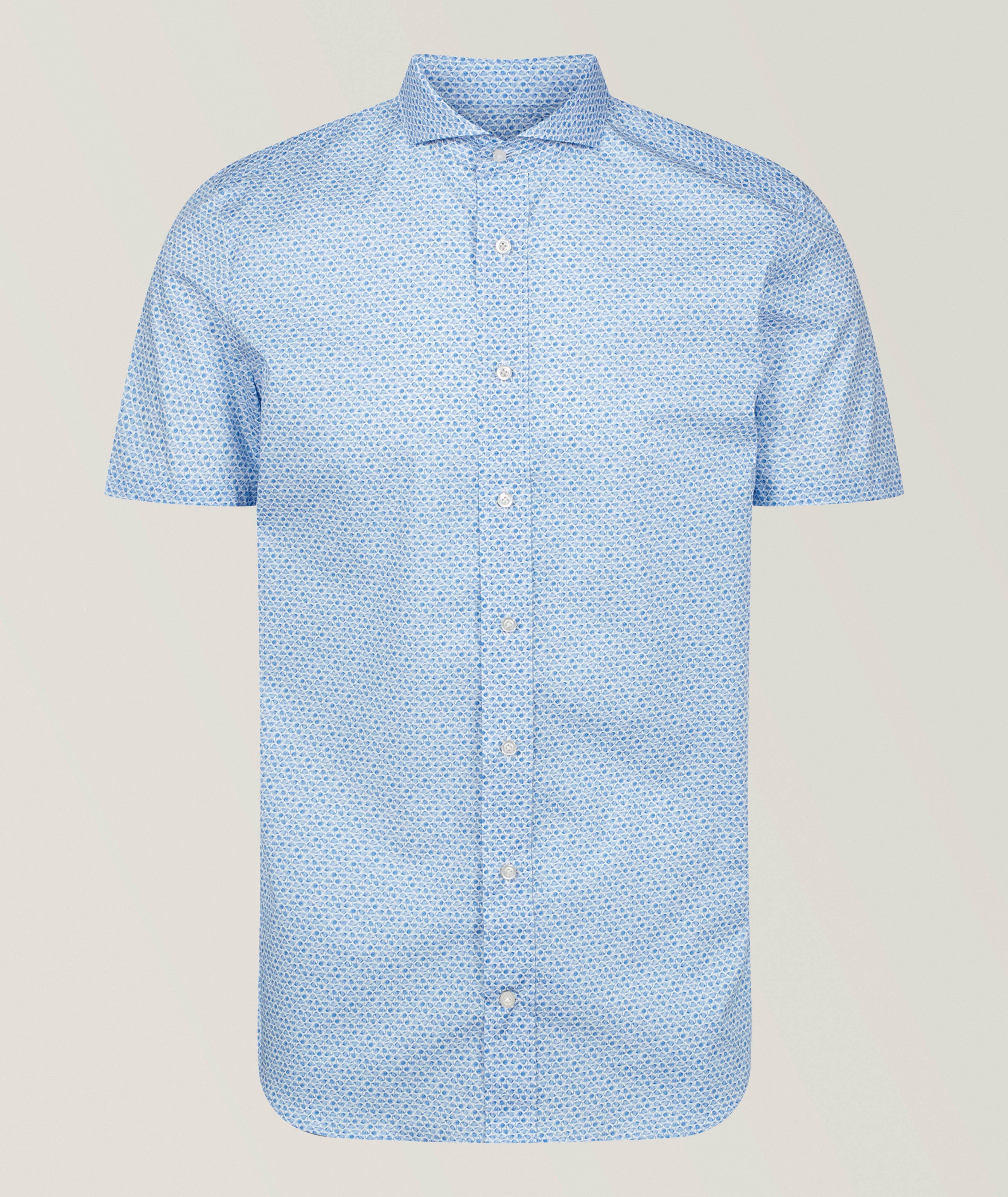 Emanuel Berg Neat-Print Stretch-Poplin Shirt 
