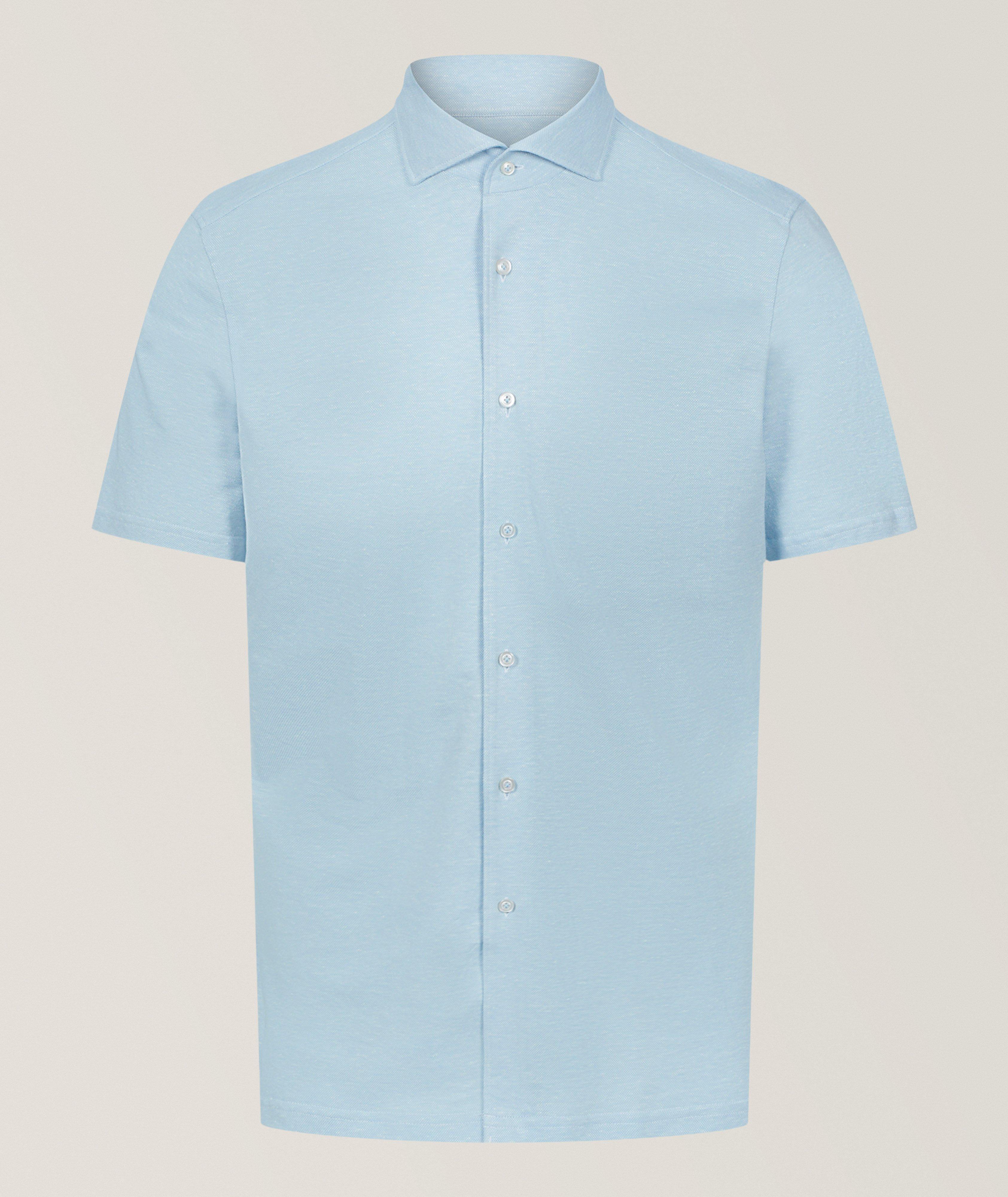 Emanuel Berg Jacquard Knit Cotton-Linen Shirt