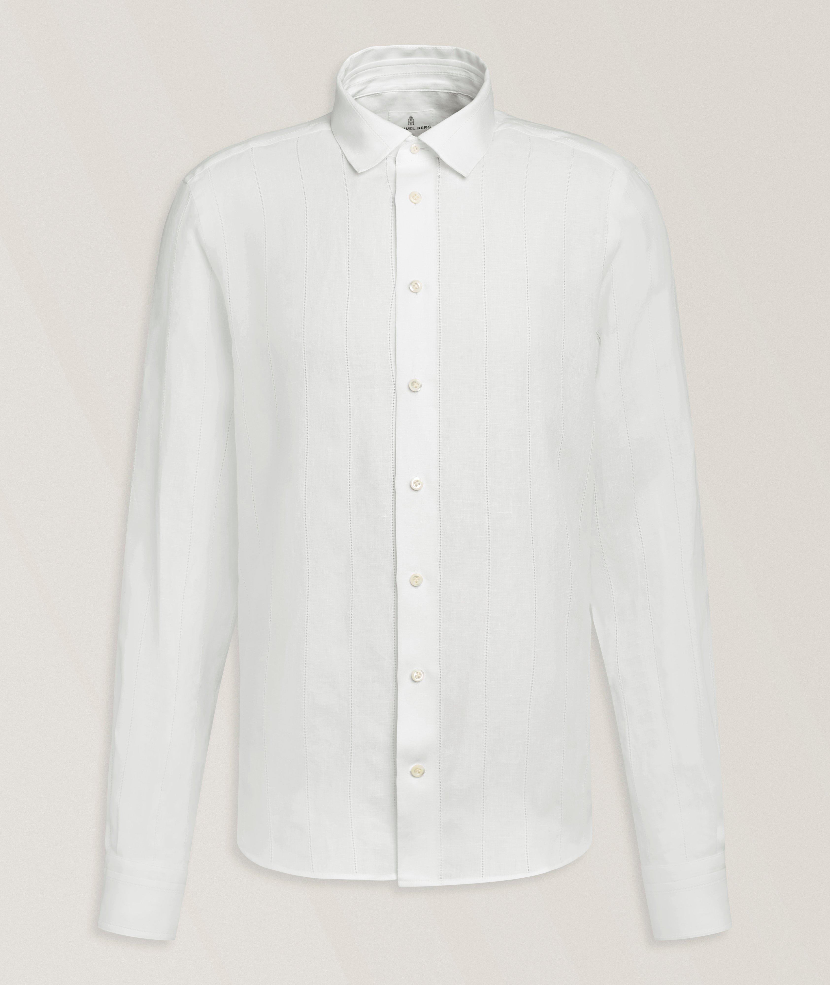 Emanuel Berg Modern-Fit Striped Linen-Cotton Shirt