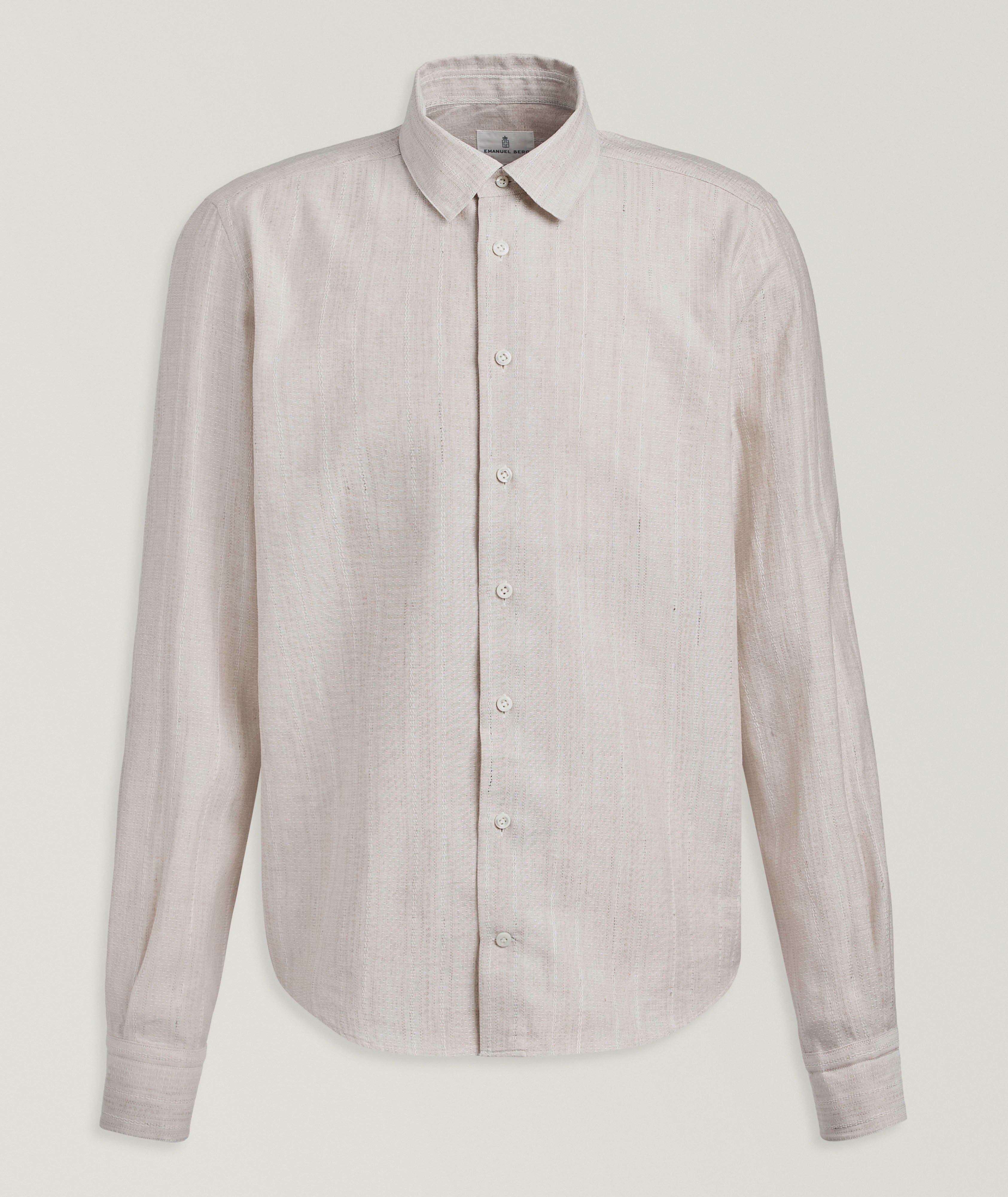 Emanuel Berg Modern-Fit Striped Cotton-Linen Shirt